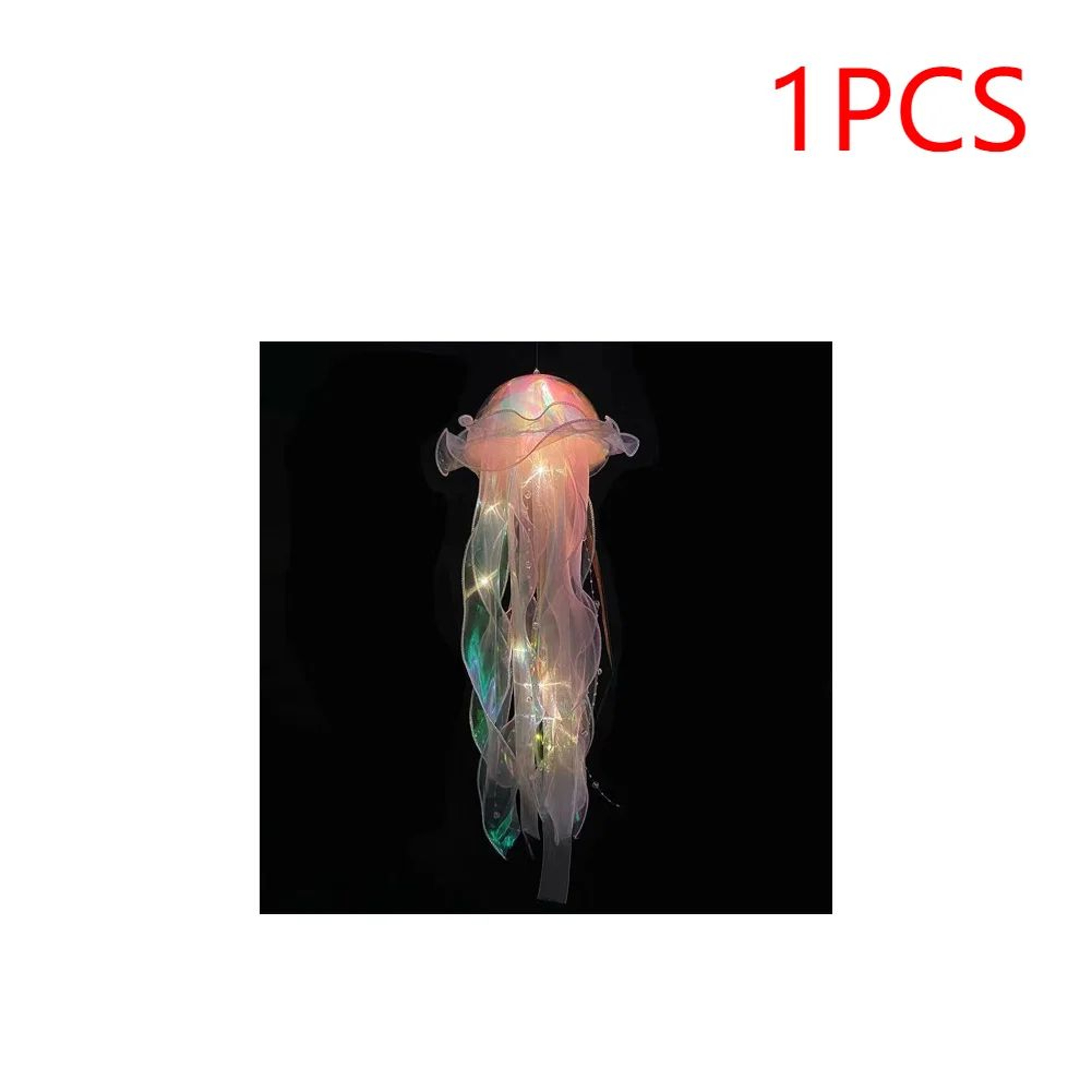Jellyfish LED Night Light Hanging Lamp With Ribbon And Bead Decor 6