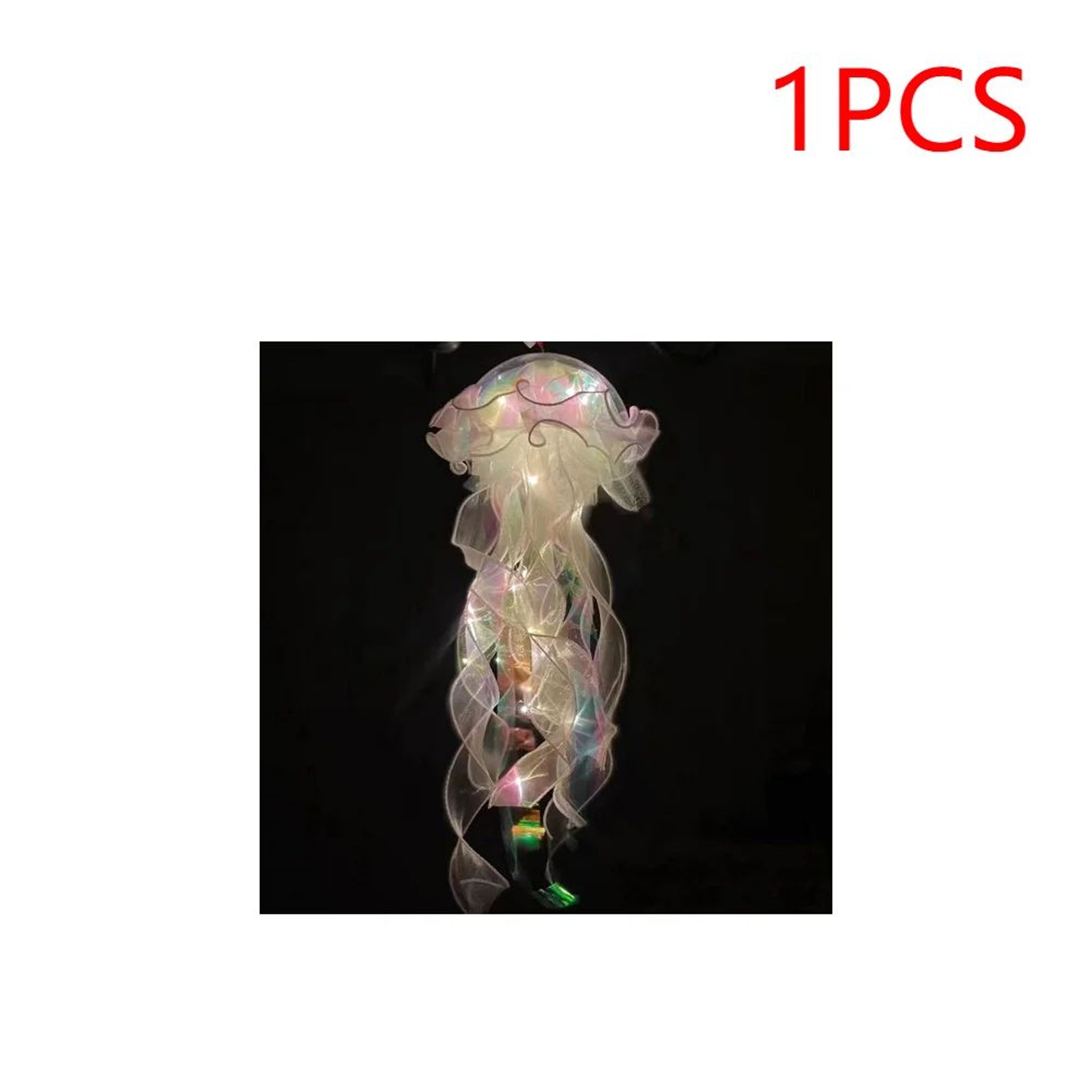 Jellyfish LED Night Light Hanging Lamp With Ribbon And Bead Decor 9