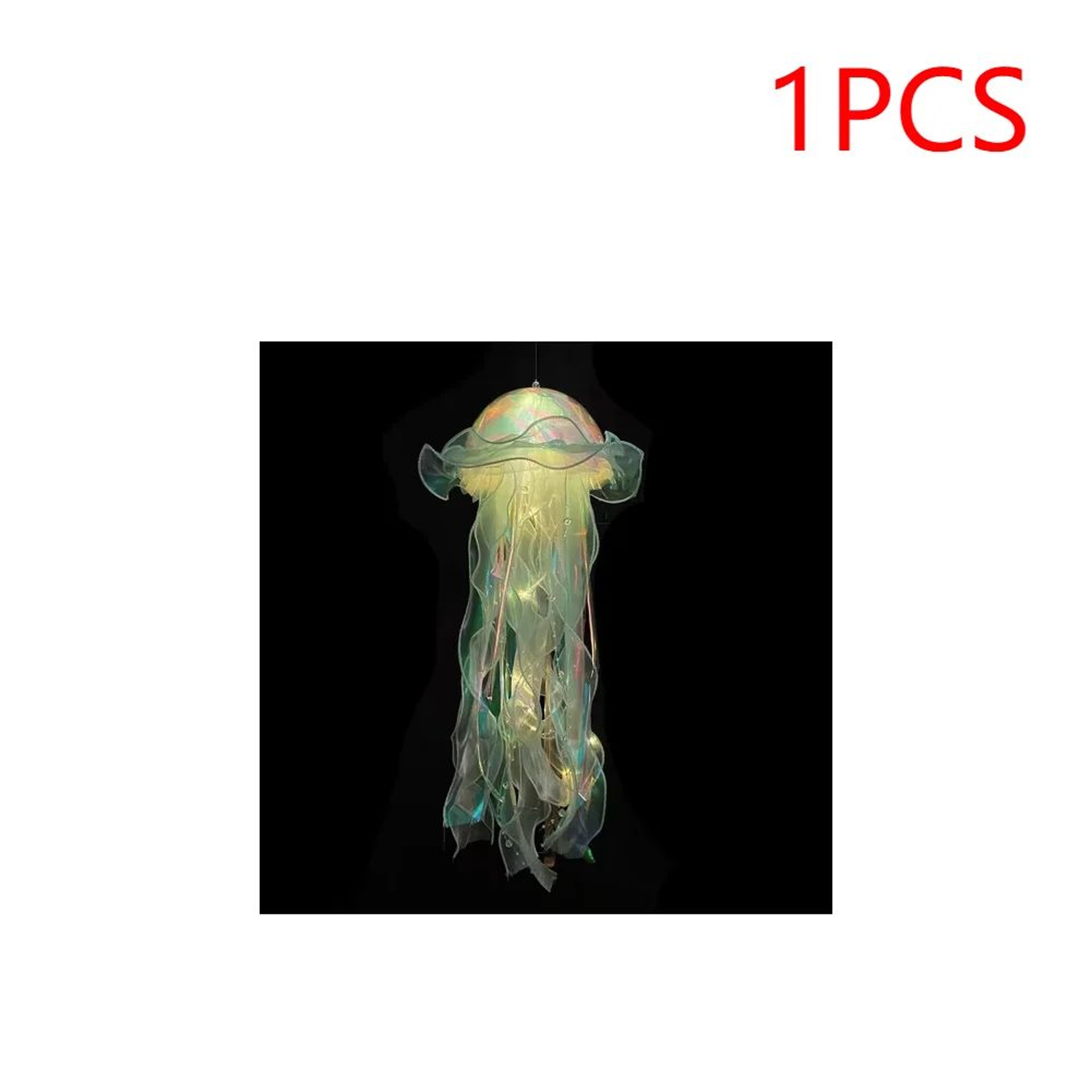 Jellyfish LED Night Light Hanging Lamp With Ribbon And Bead Decor 7