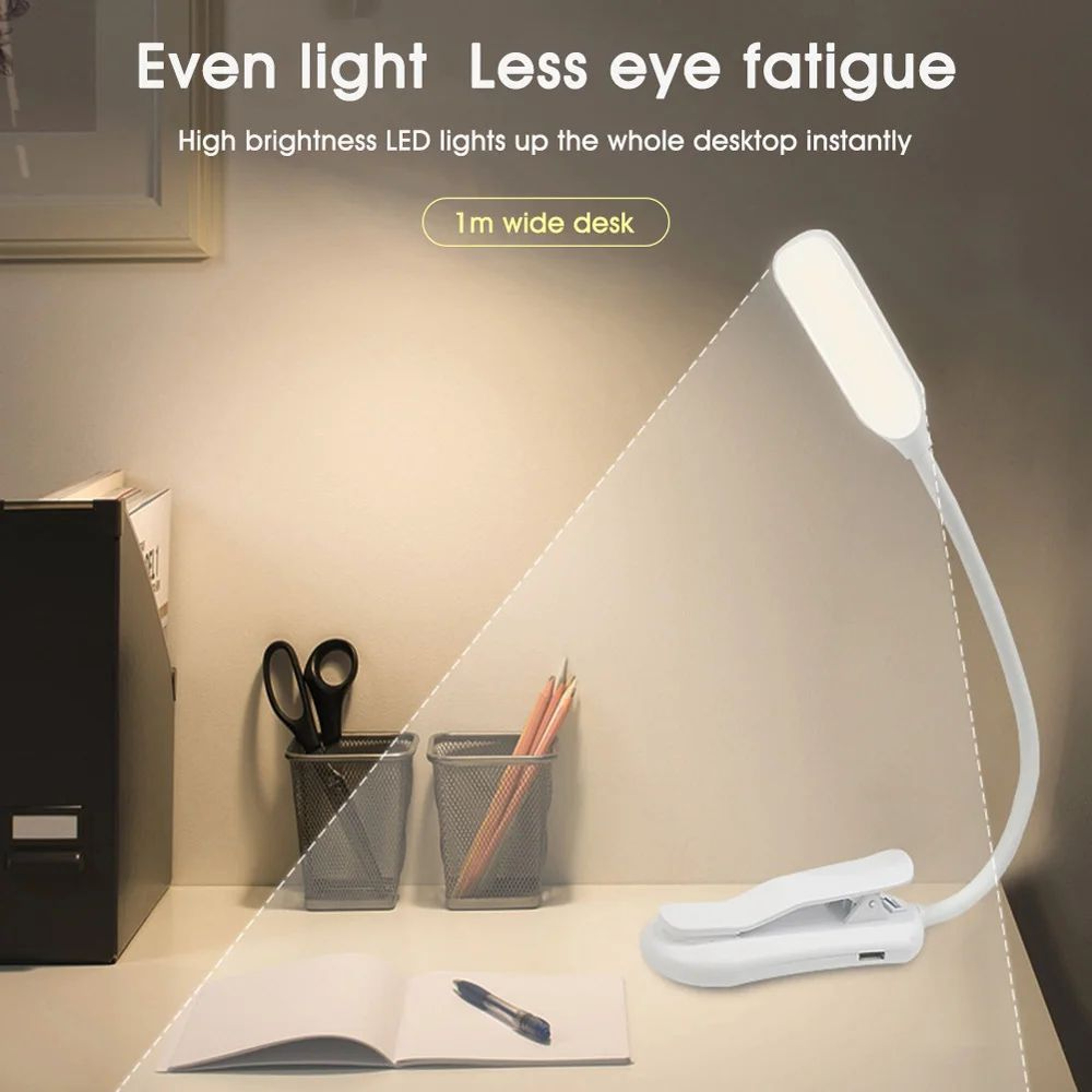 Rechargeable 7 LED Clip On Book Reading Light With 3 Brightness Levels 4