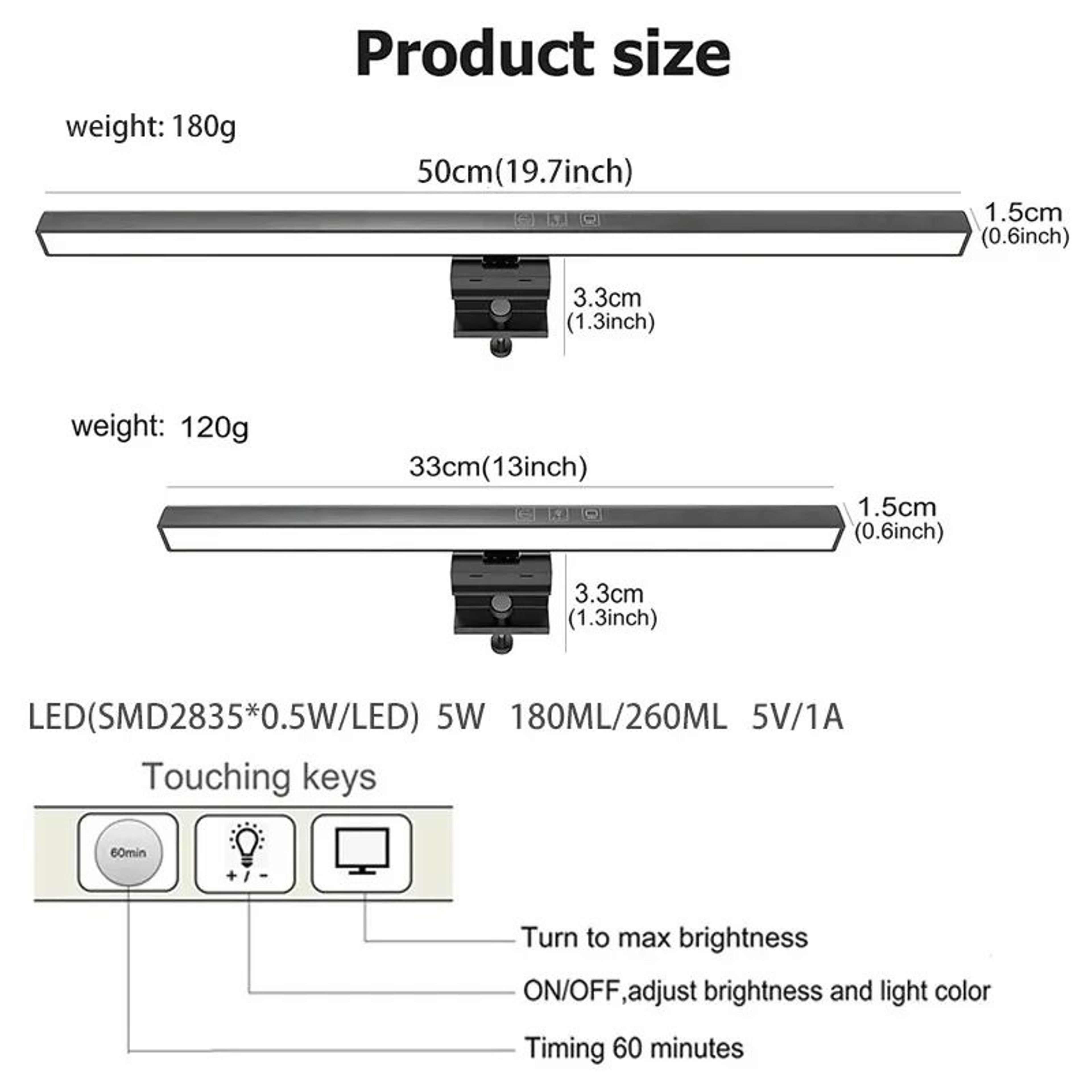 USB LED Monitor Light Bar Dimmable Desk And Reading Lamp 4