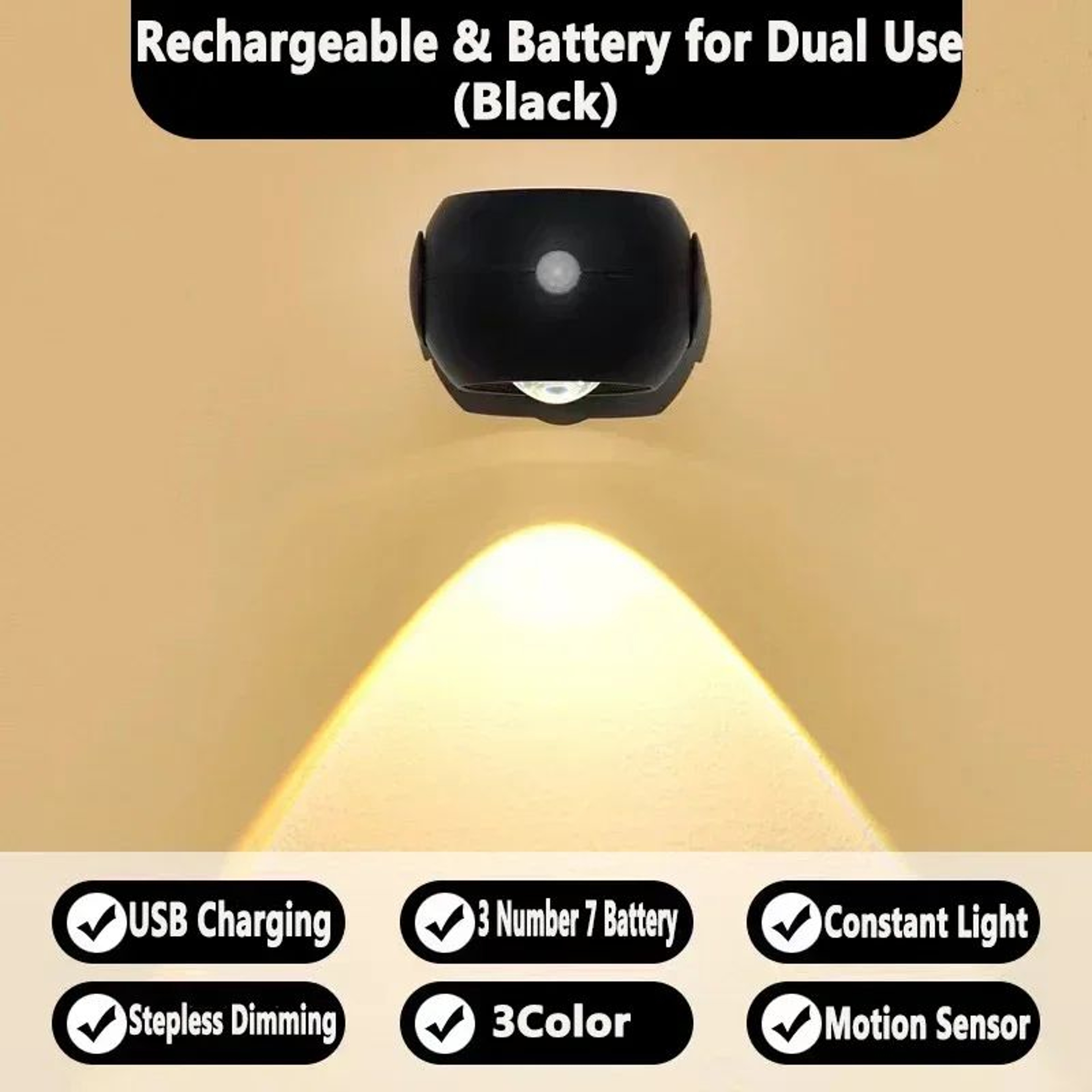 360 Rotatable Rechargeable LED Motion Sensor Wall Lamp 9
