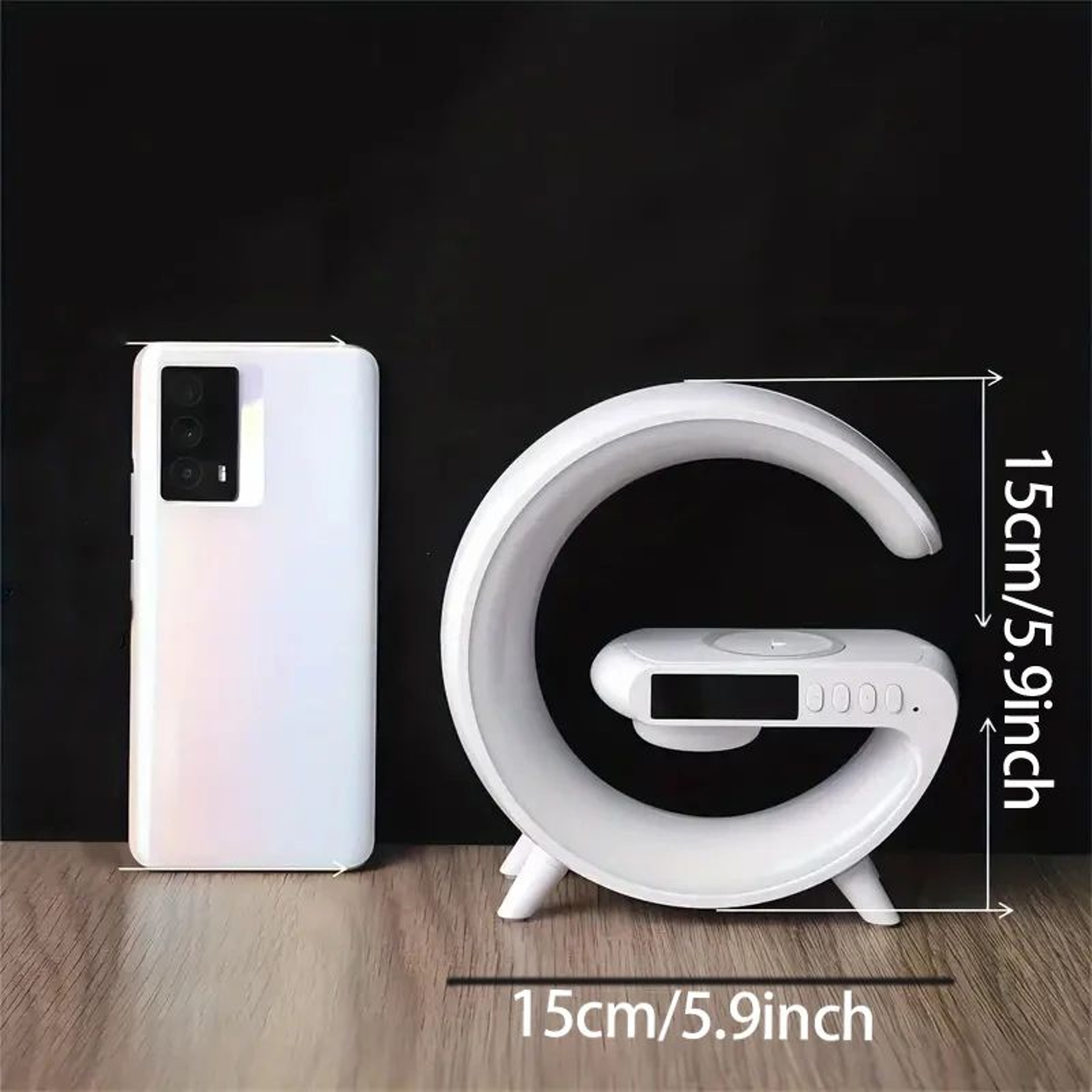 RGB Night Light Wireless Speaker Alarm Clock Charger 5