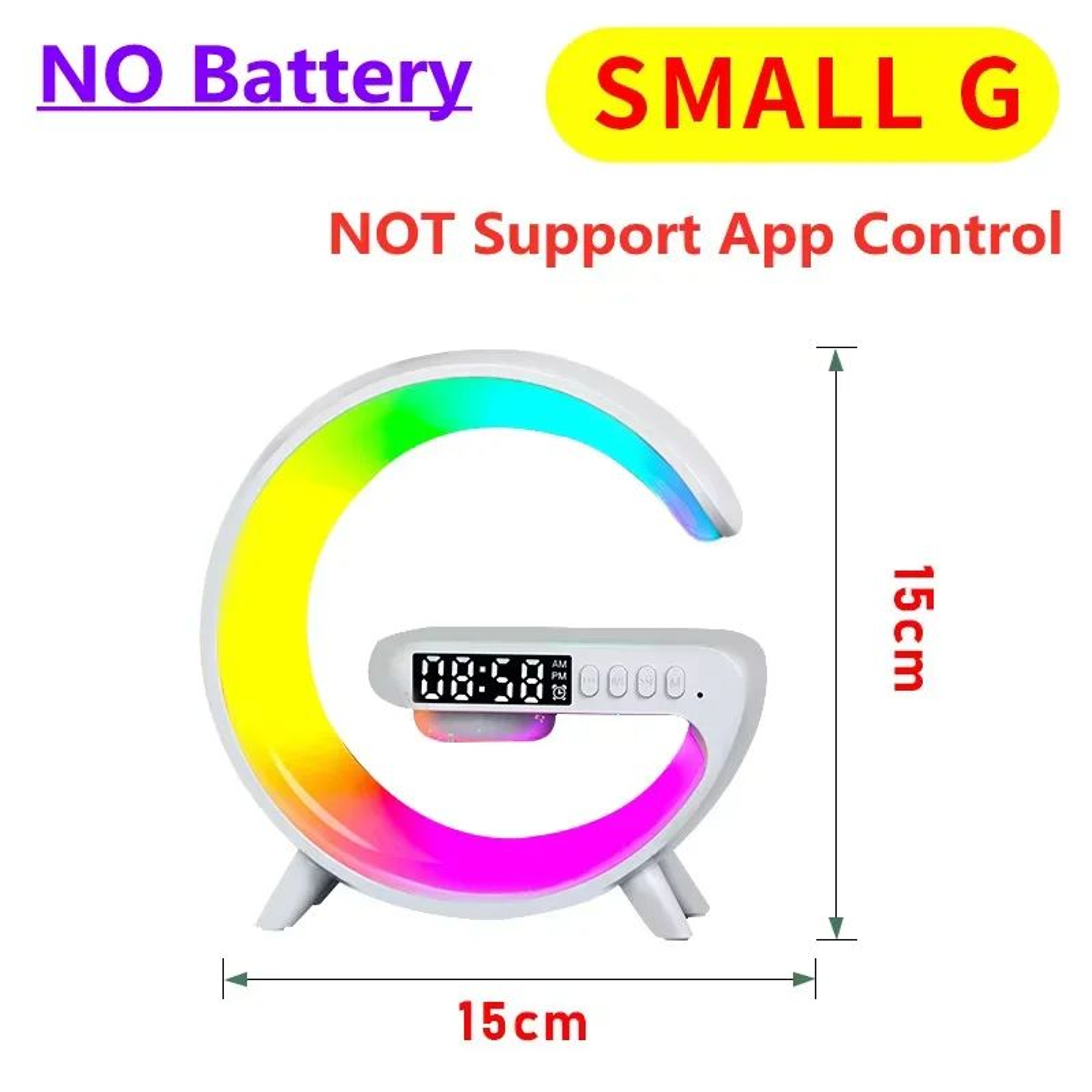 RGB Night Light Wireless Speaker Alarm Clock Charger 6