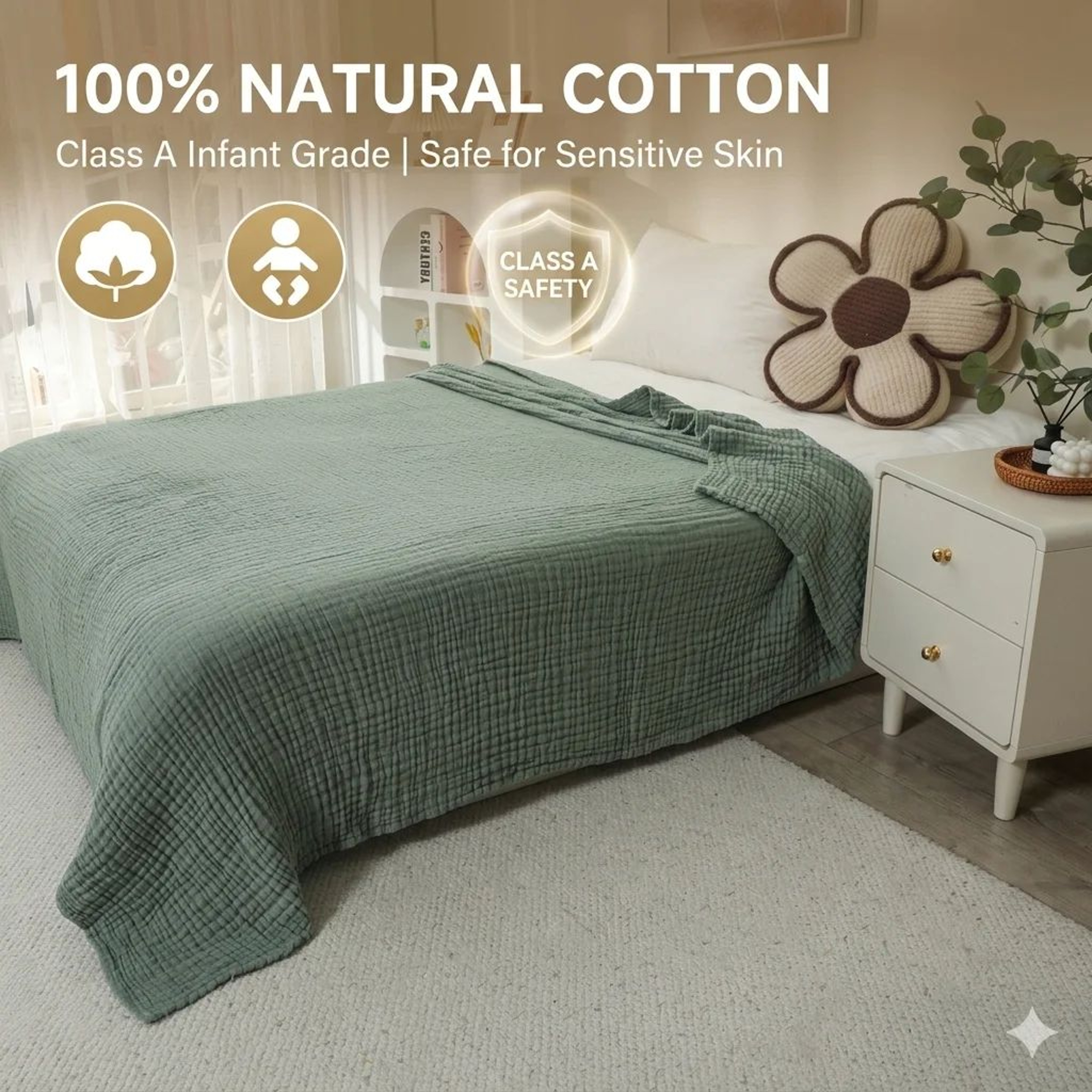 Cotton Muslin Plaid Breathable Summer Throw Blanket 0