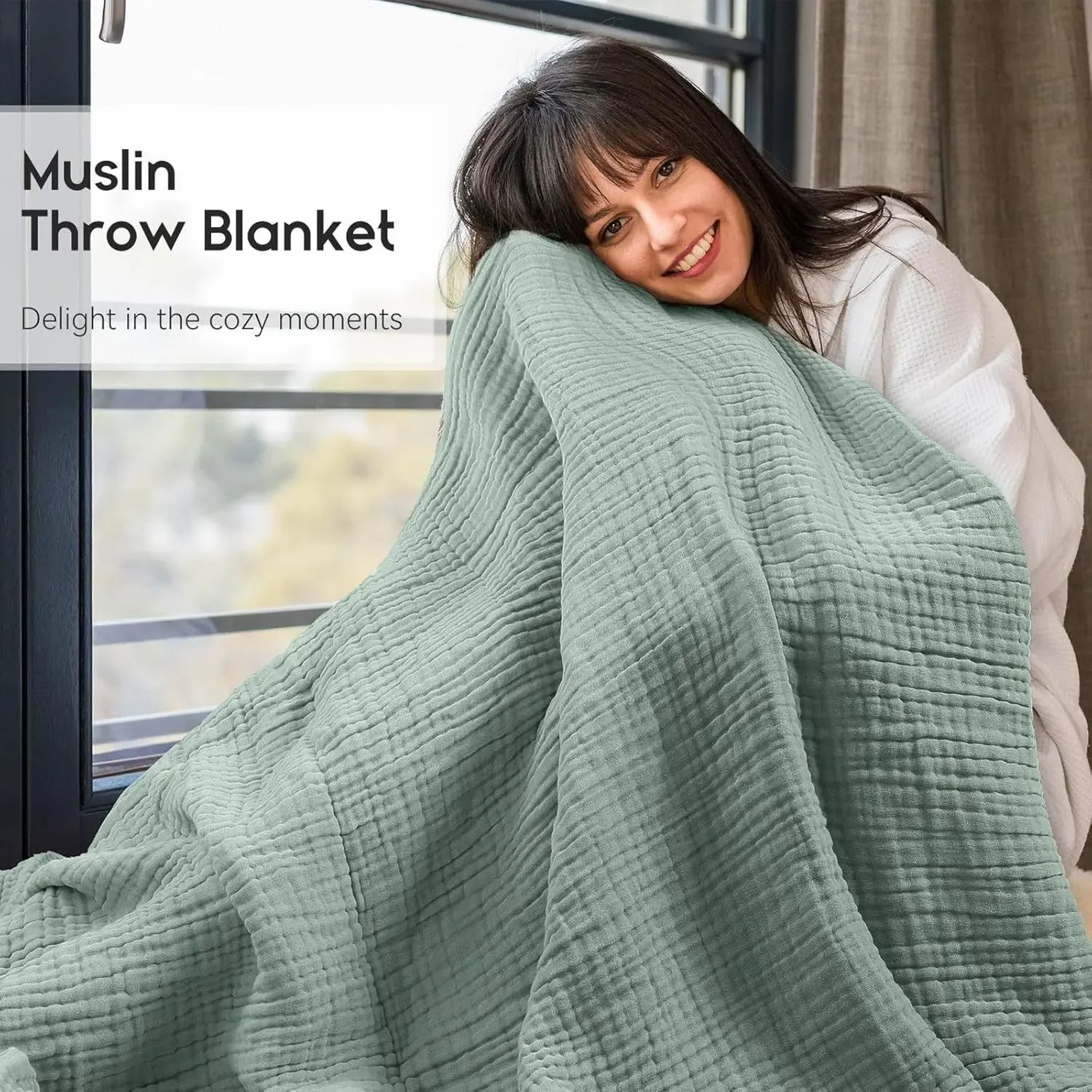 Six Layer Cotton Muslin Boho Throw Blanket 4