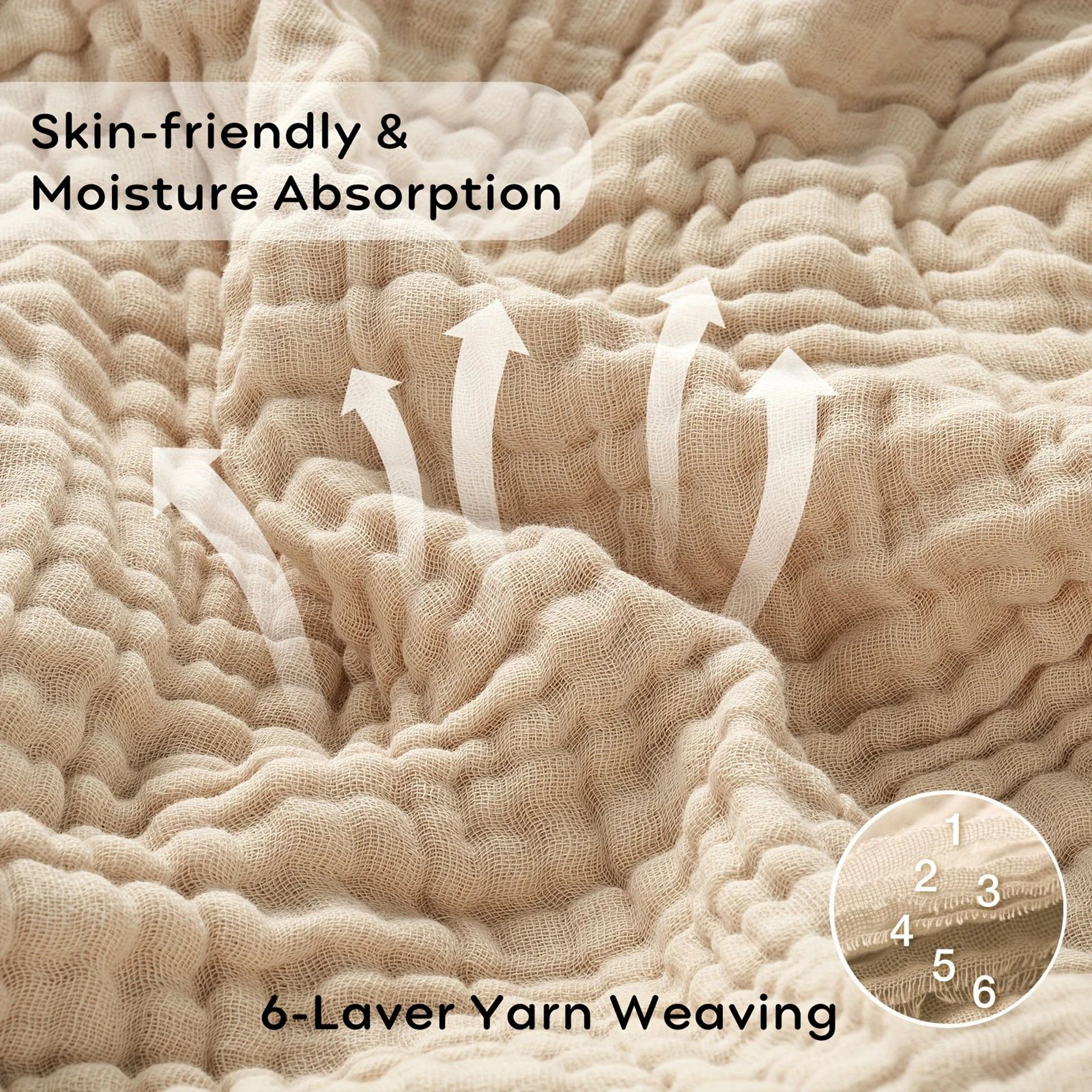 Six Layer Cotton Muslin Boho Throw Blanket 3