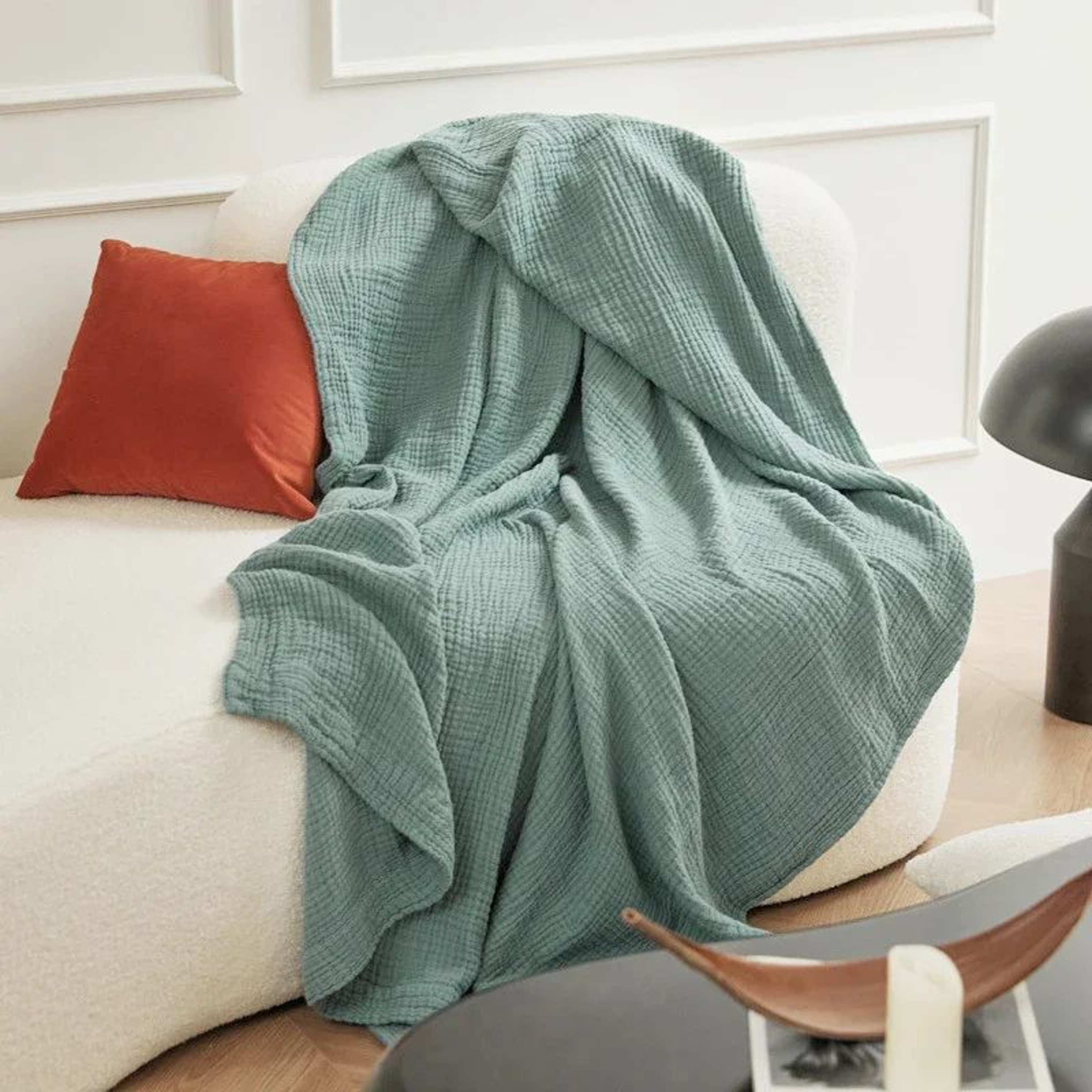 Six Layer Cotton Muslin Boho Throw Blanket 5