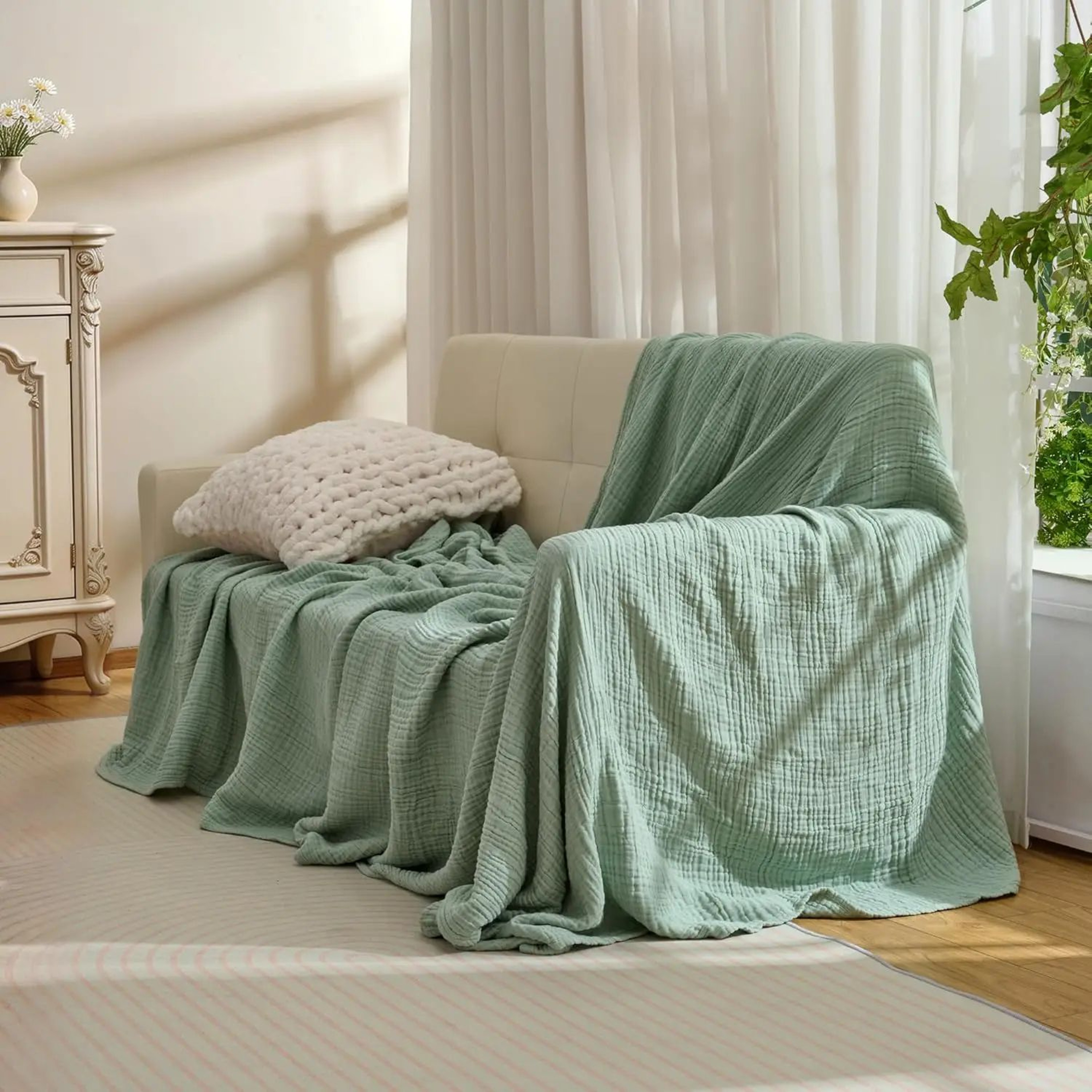 Six Layer Cotton Muslin Lightweight Summer Throw Blanket 8