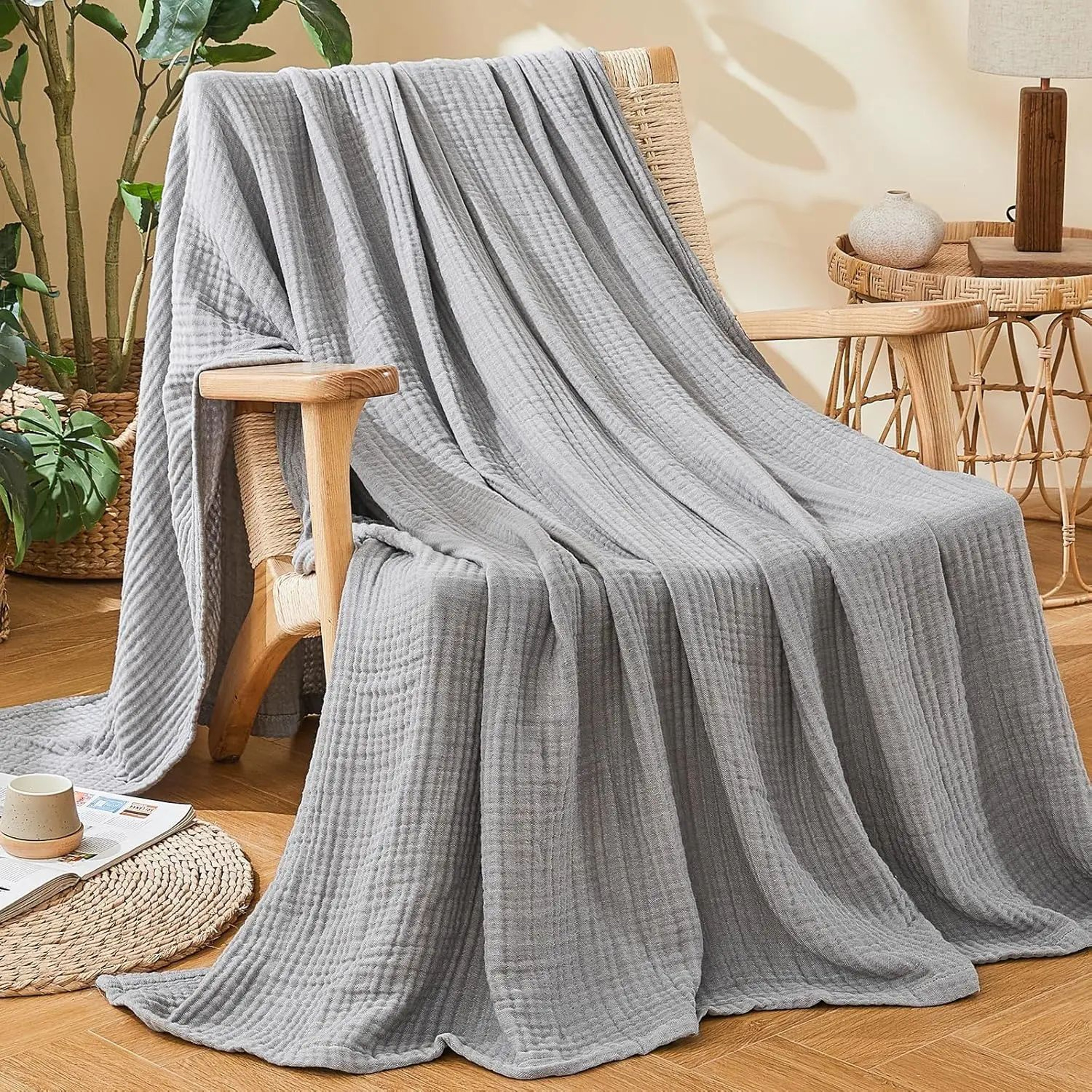 Six Layer Cotton Muslin Lightweight Summer Throw Blanket 16