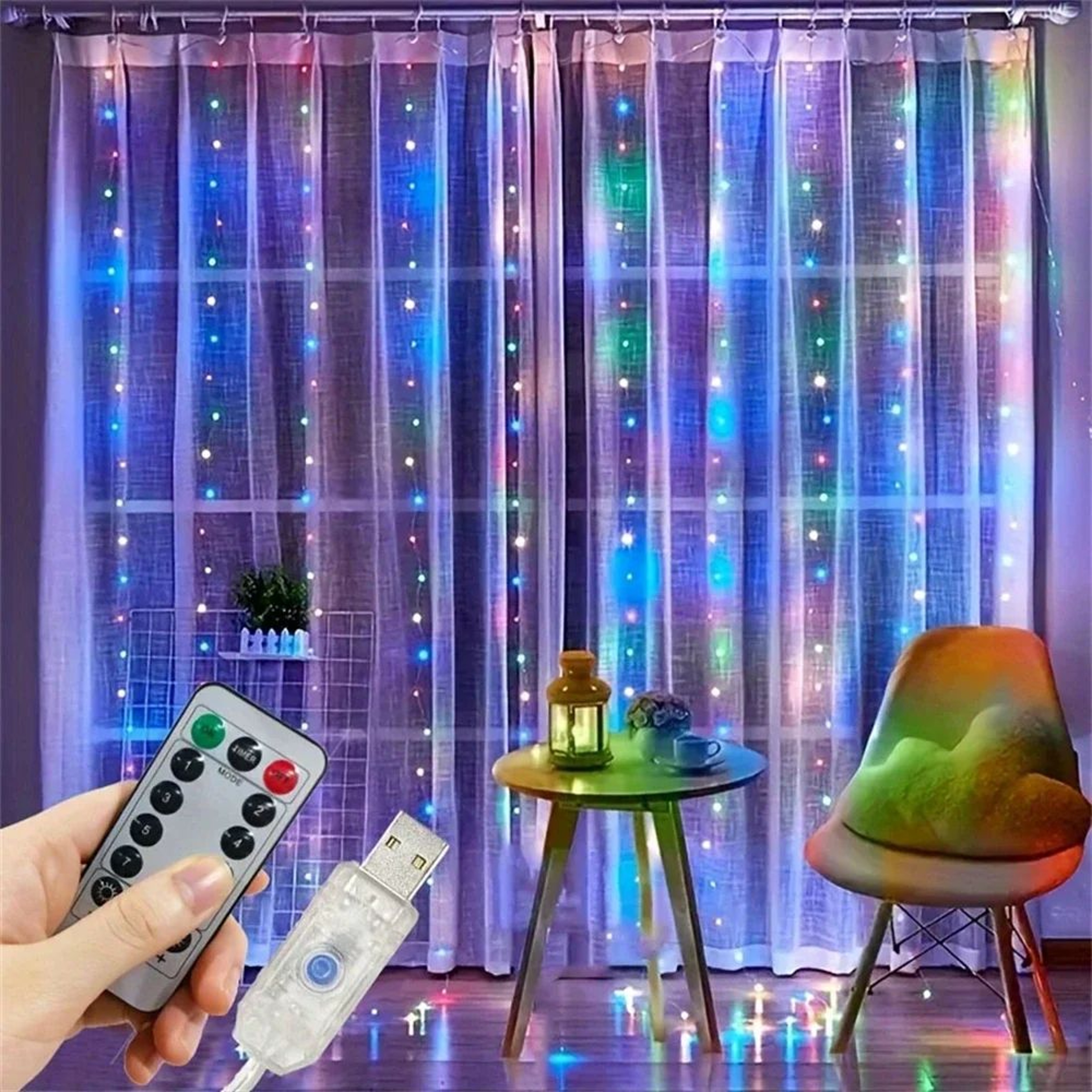USB LED Curtain Fairy Lights With Remote Control 3