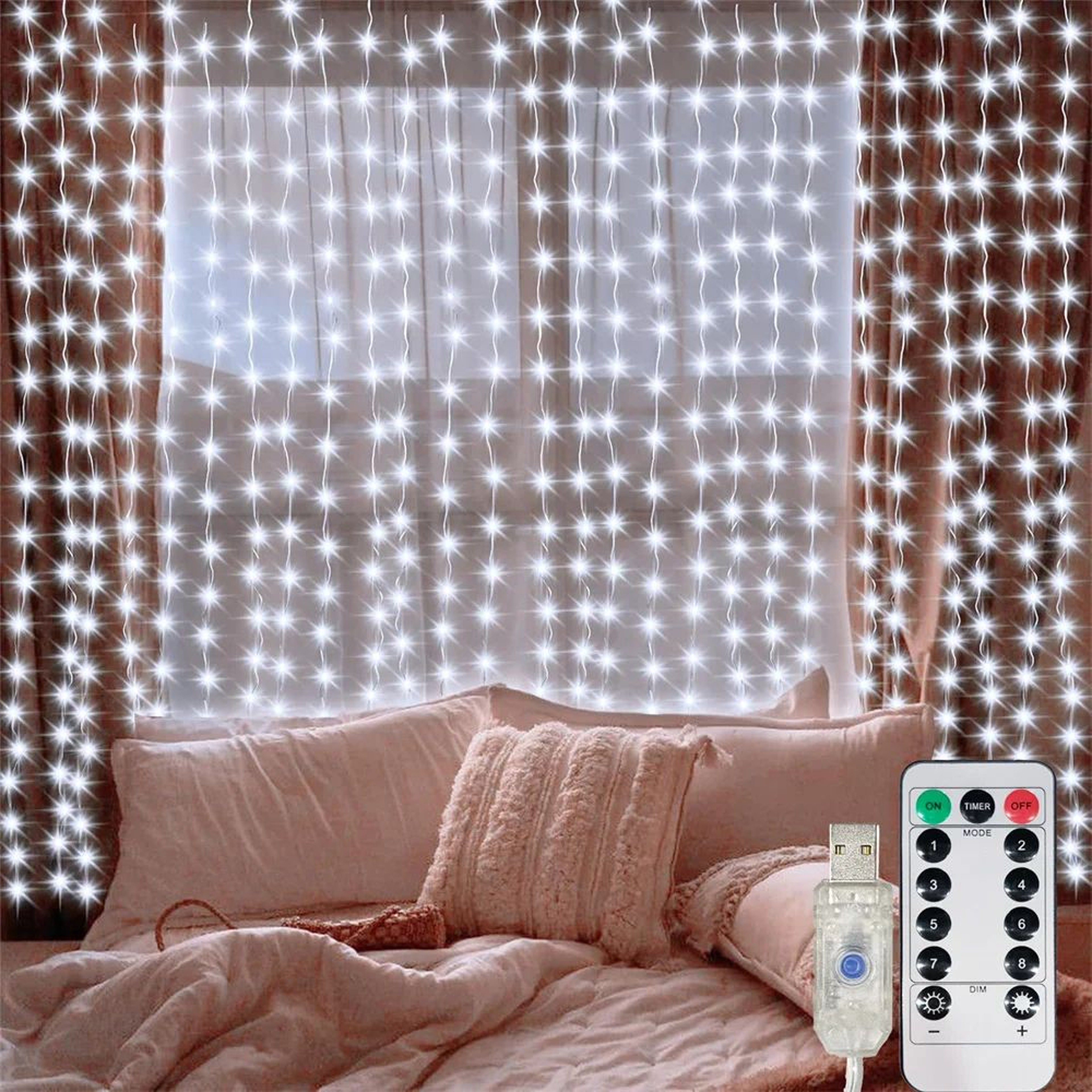 USB LED Curtain Lights With Remote And 8 Modes 0