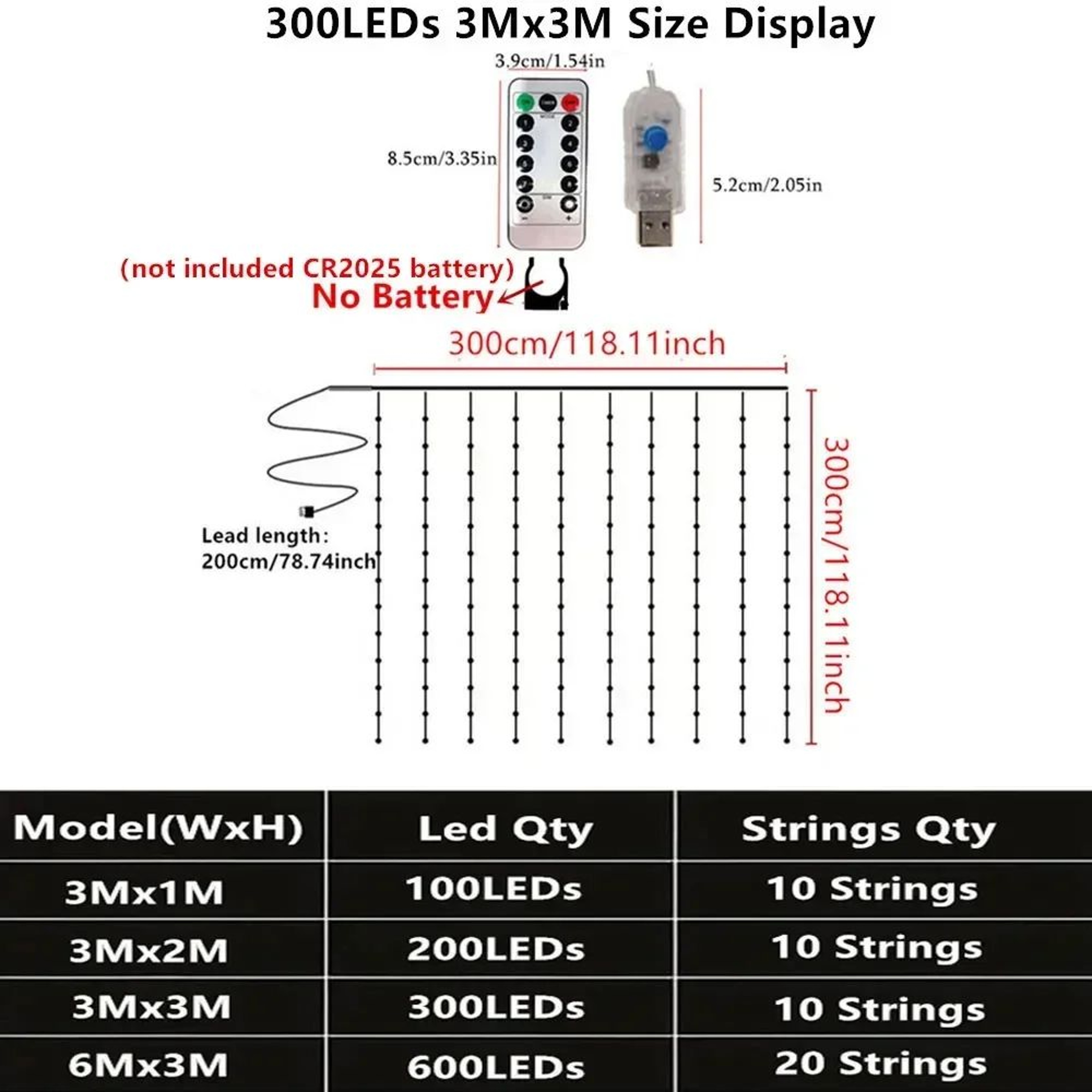 USB LED Curtain Lights For Decoration With Remote And 8 Modes 4