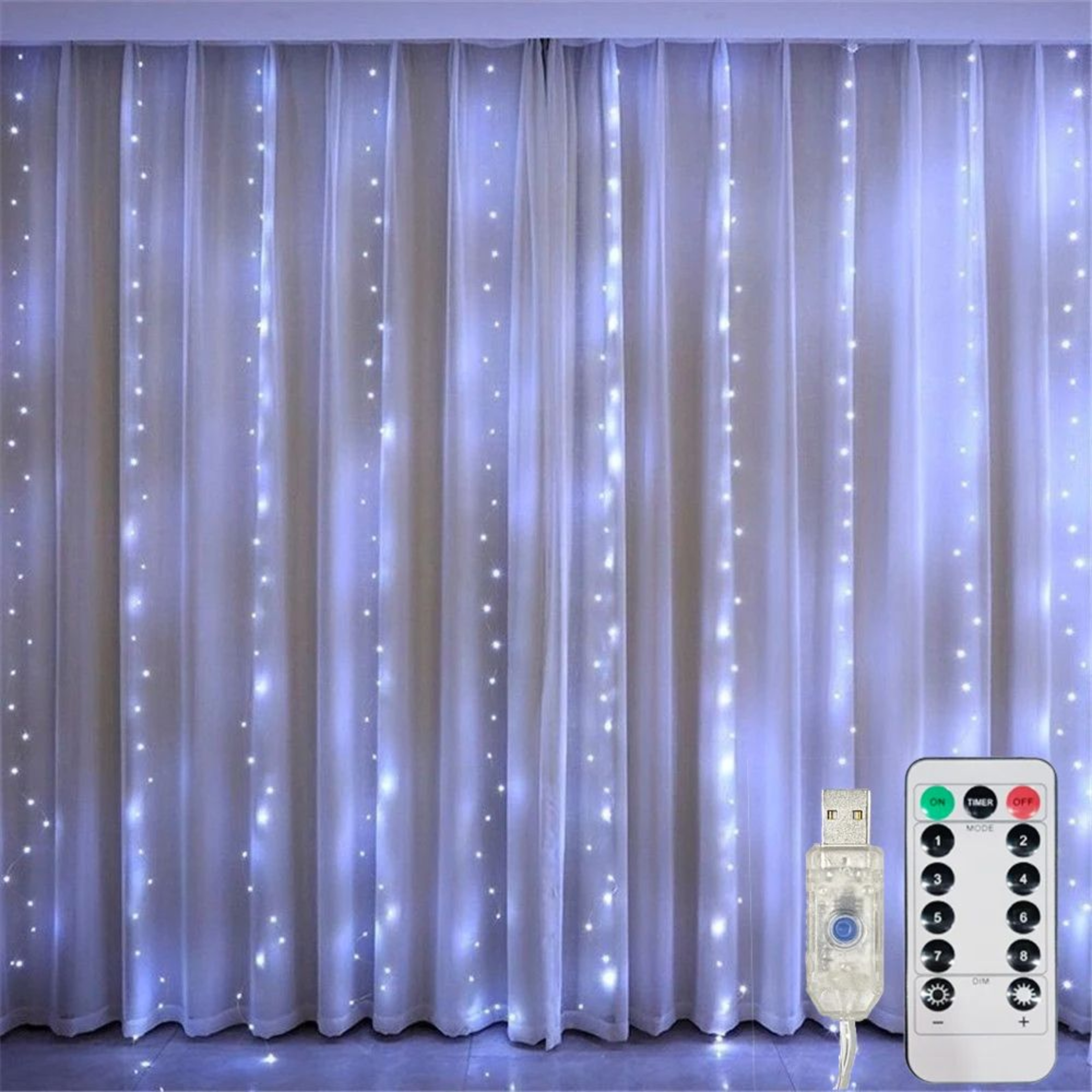 USB LED Curtain Lights For Decoration With Remote And 8 Modes 3