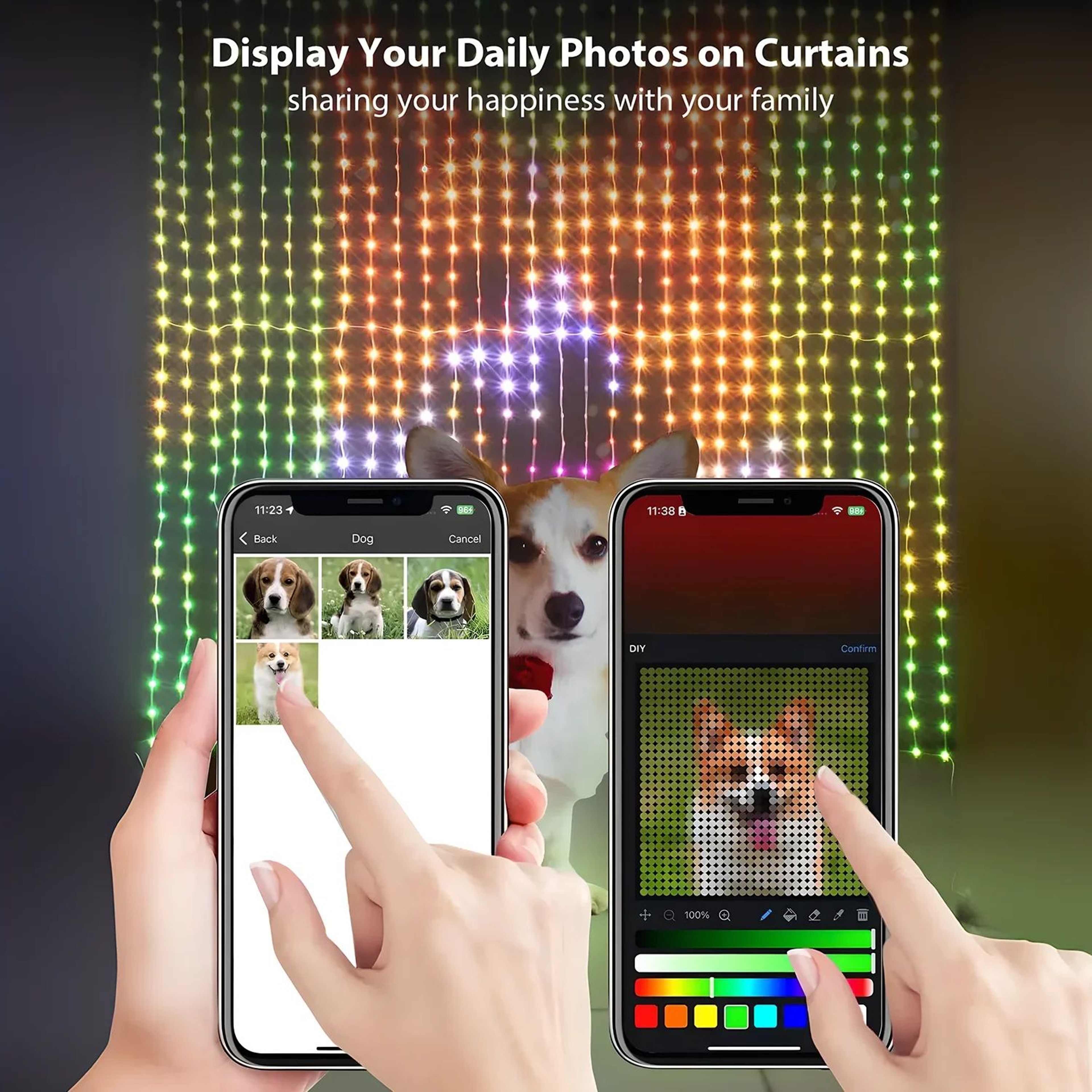 Smart RGB LED Curtain Lights With DIY Picture Display 1