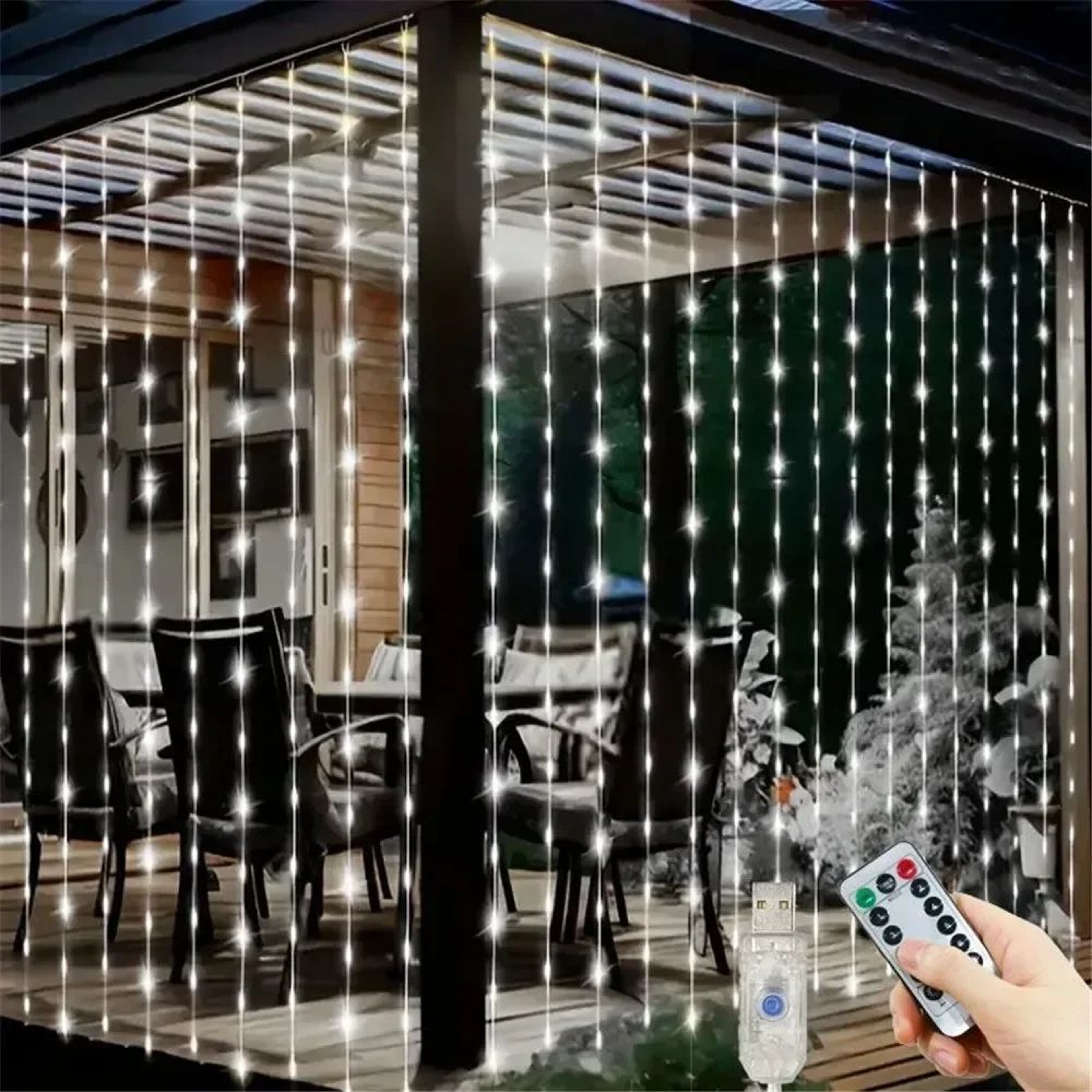 LED Fairy Curtain String Lights With Remote 3