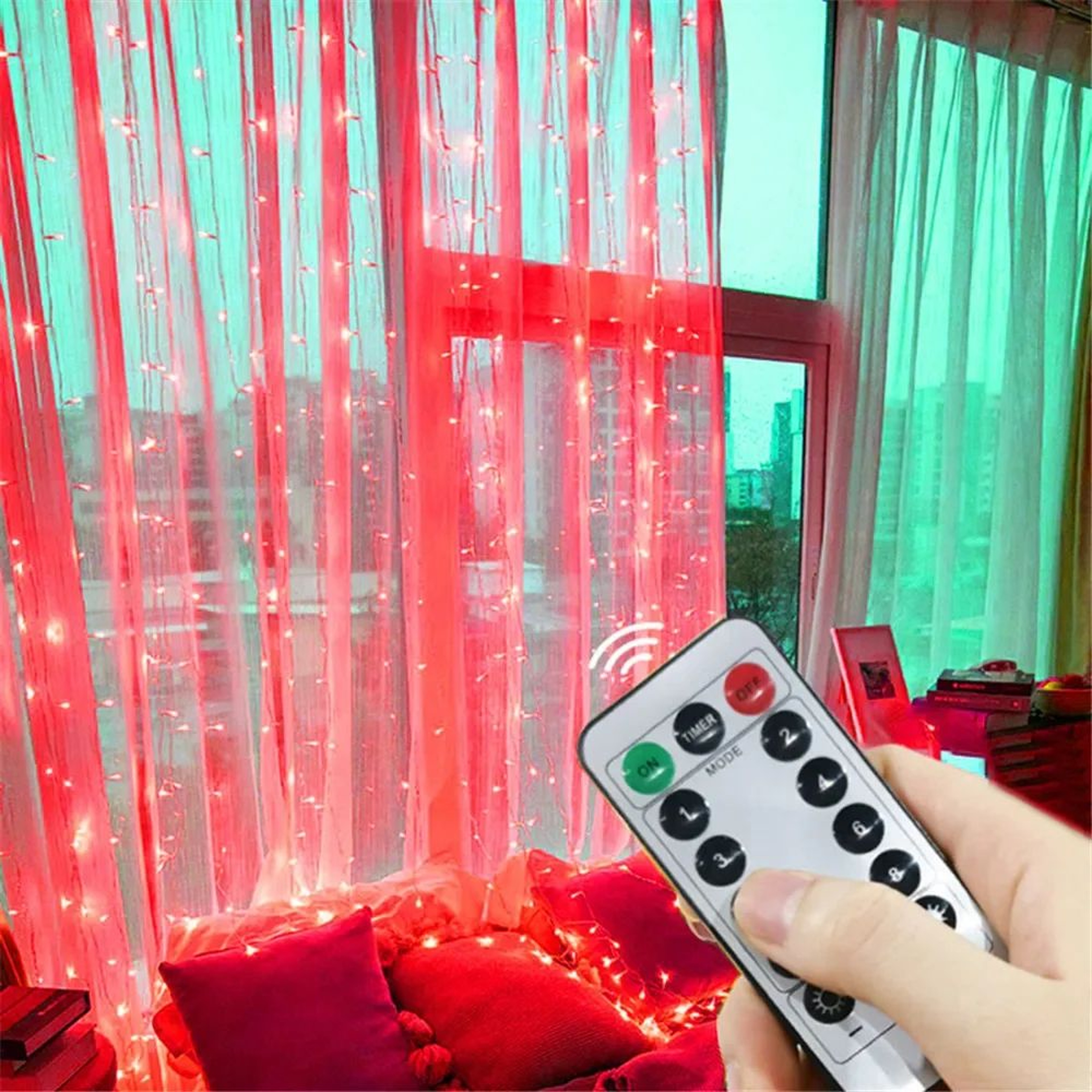 LED Fairy Curtain String Lights With Remote 13