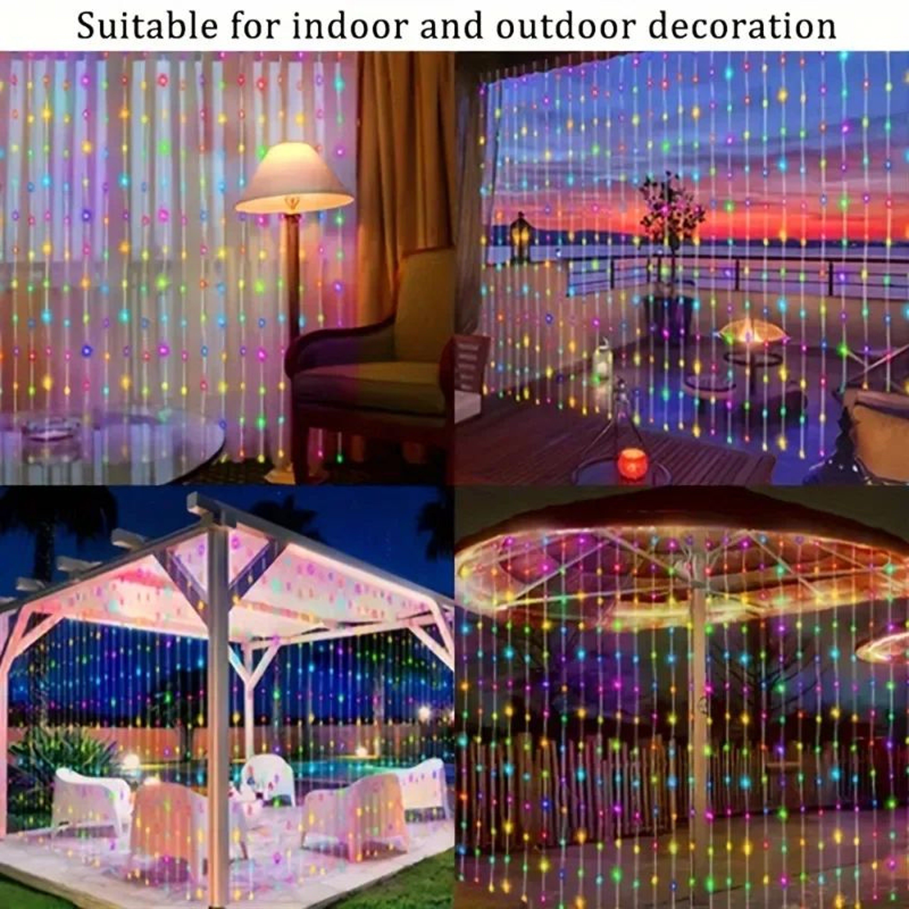 Solar LED Curtain String Lights For Outdoor Decor 4