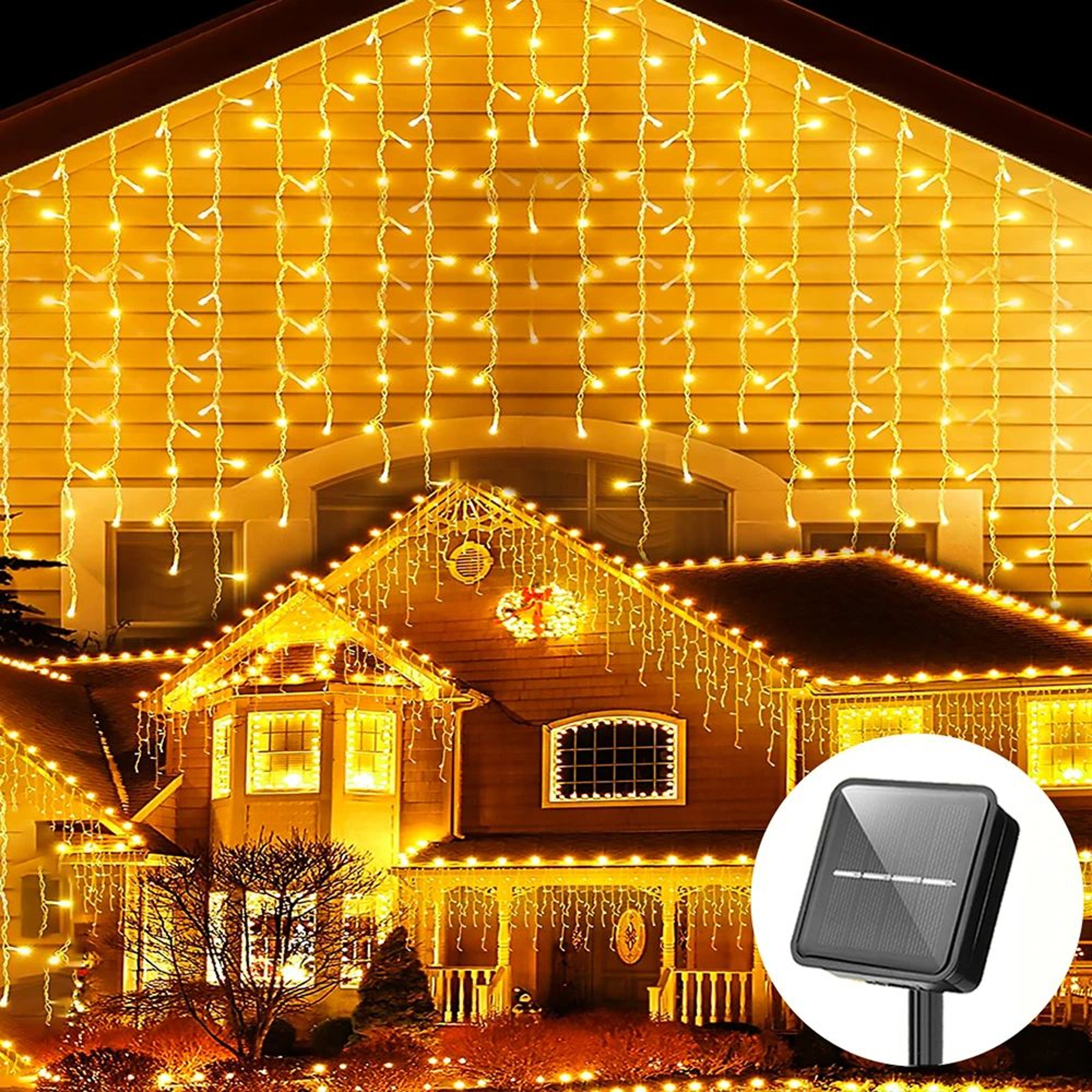 Solar LED Icicle String Lights For Outdoor Decor 6