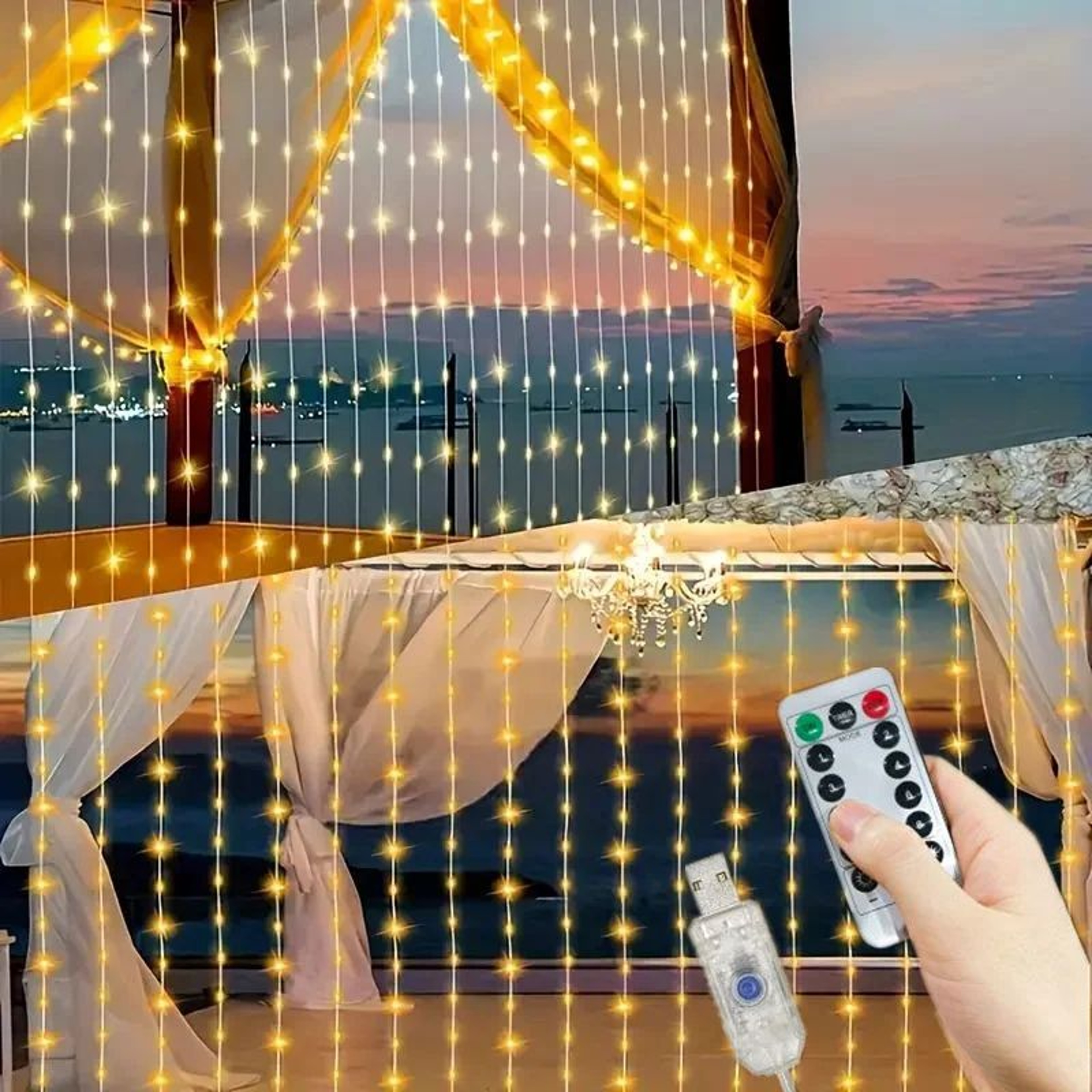 USB LED Curtain Fairy String Lights For Holiday Decor 4