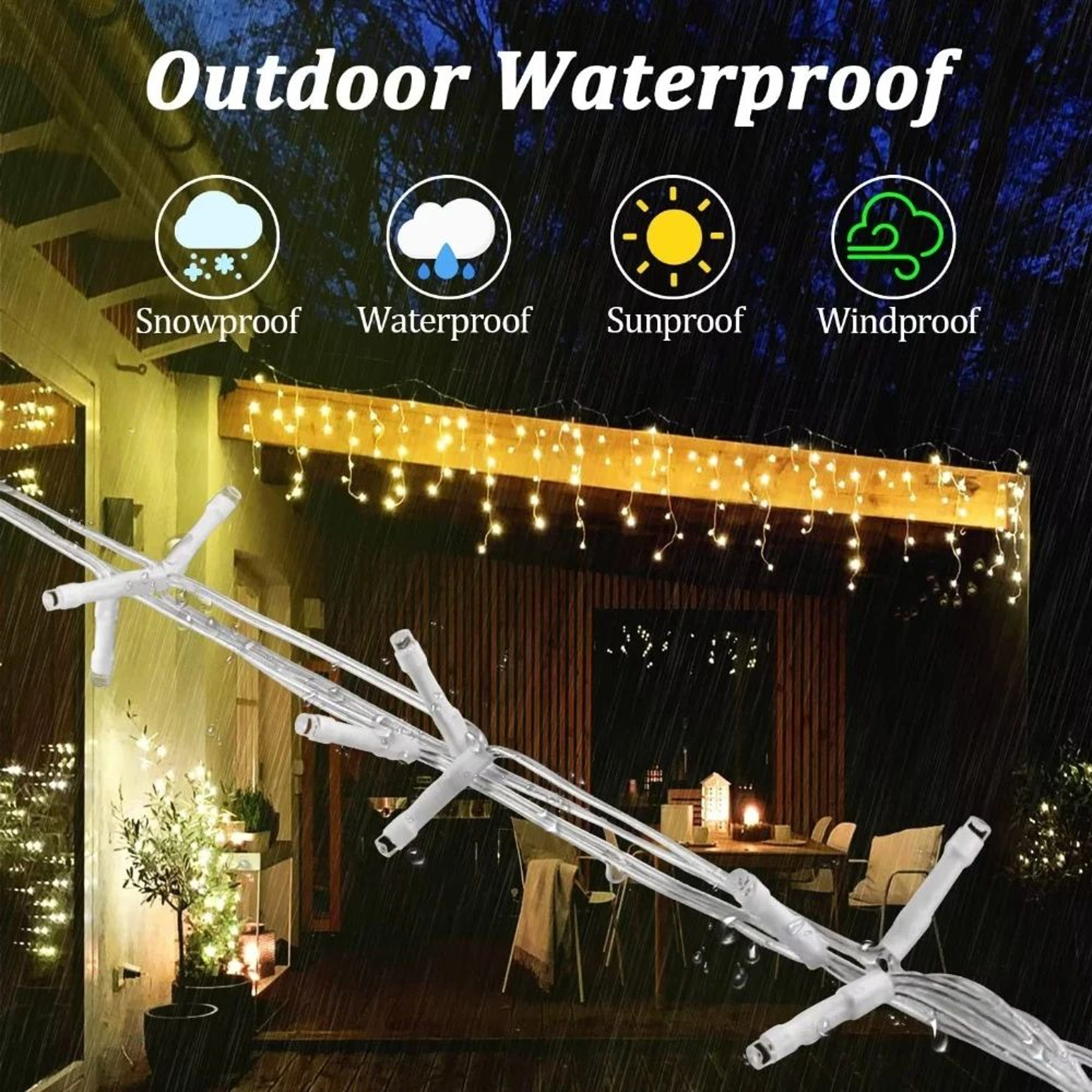 LED Icicle Curtain Lights For Outdoor Holiday Decor 1