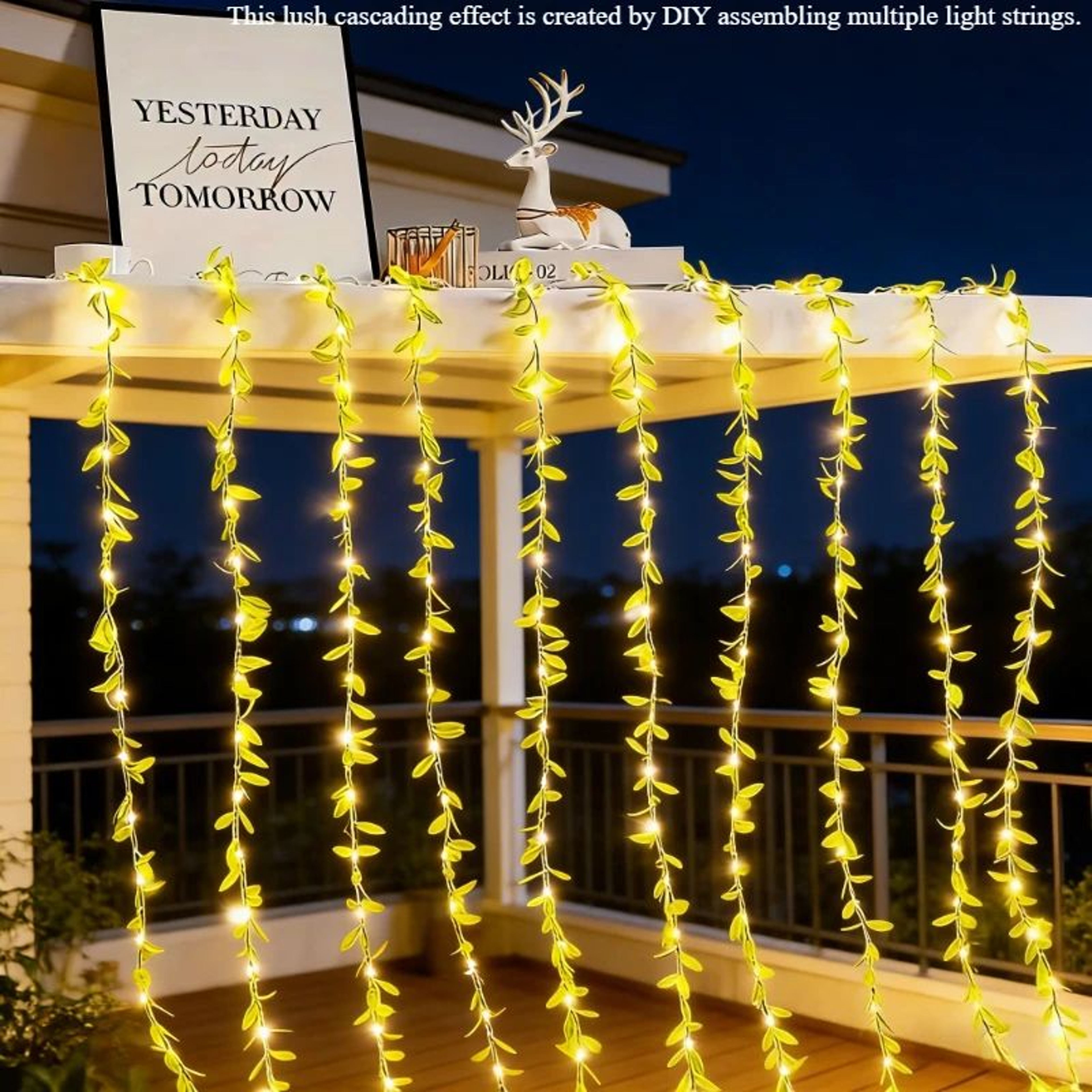 Willow Leaf LED Curtain String Lights 1