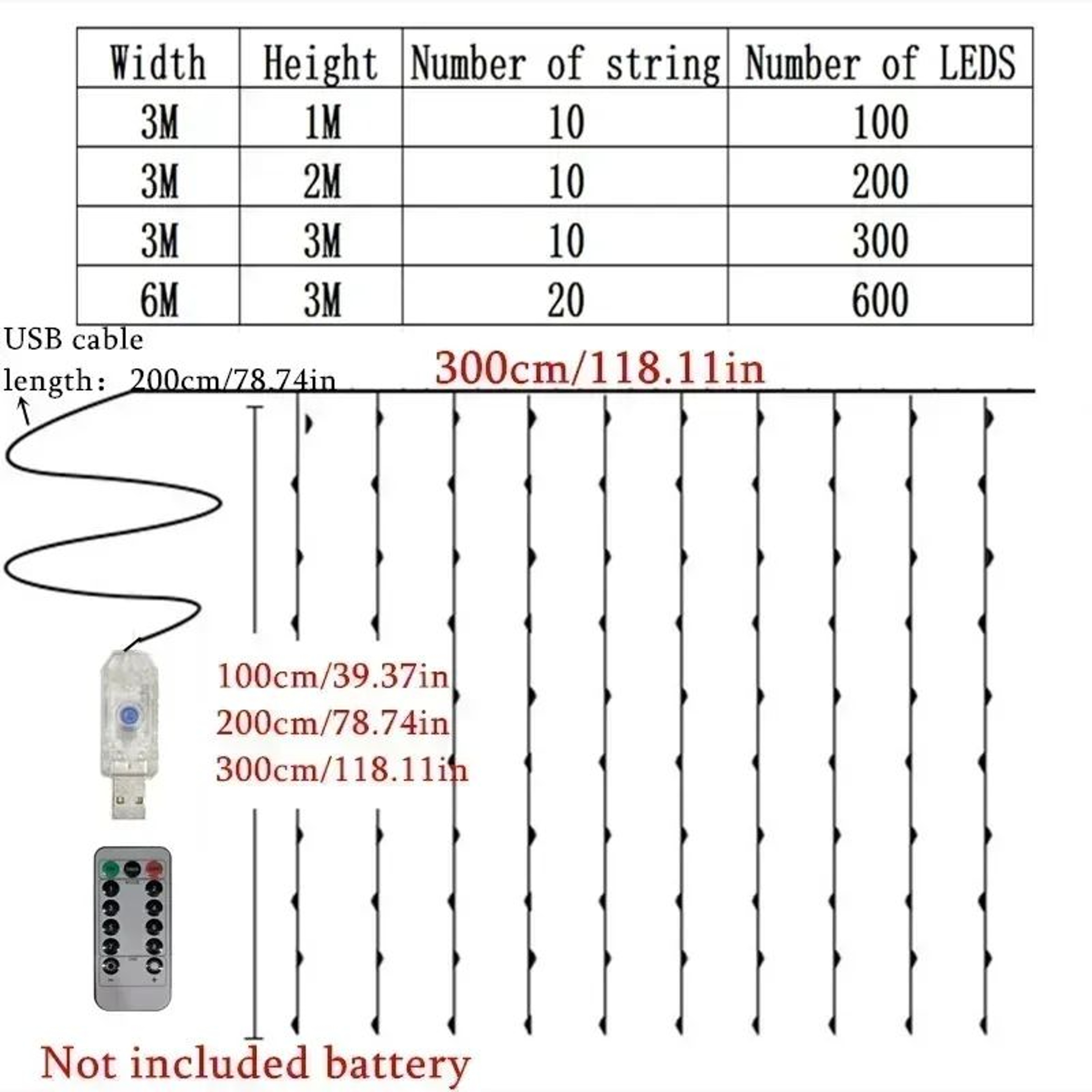 USB LED Decoration Garland Lights With Remote Control 5