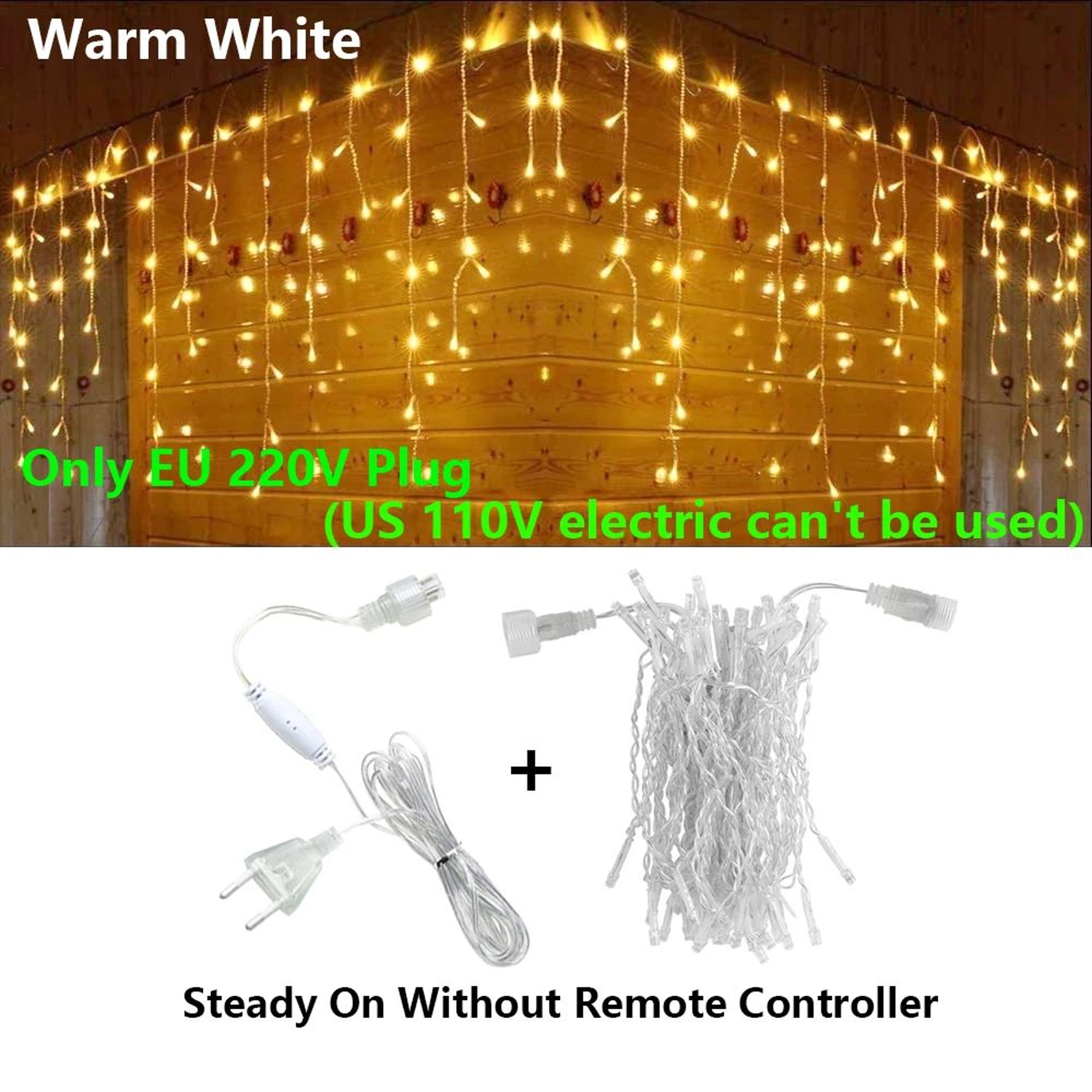 LED Icicle Curtain String Lights With Remote 6