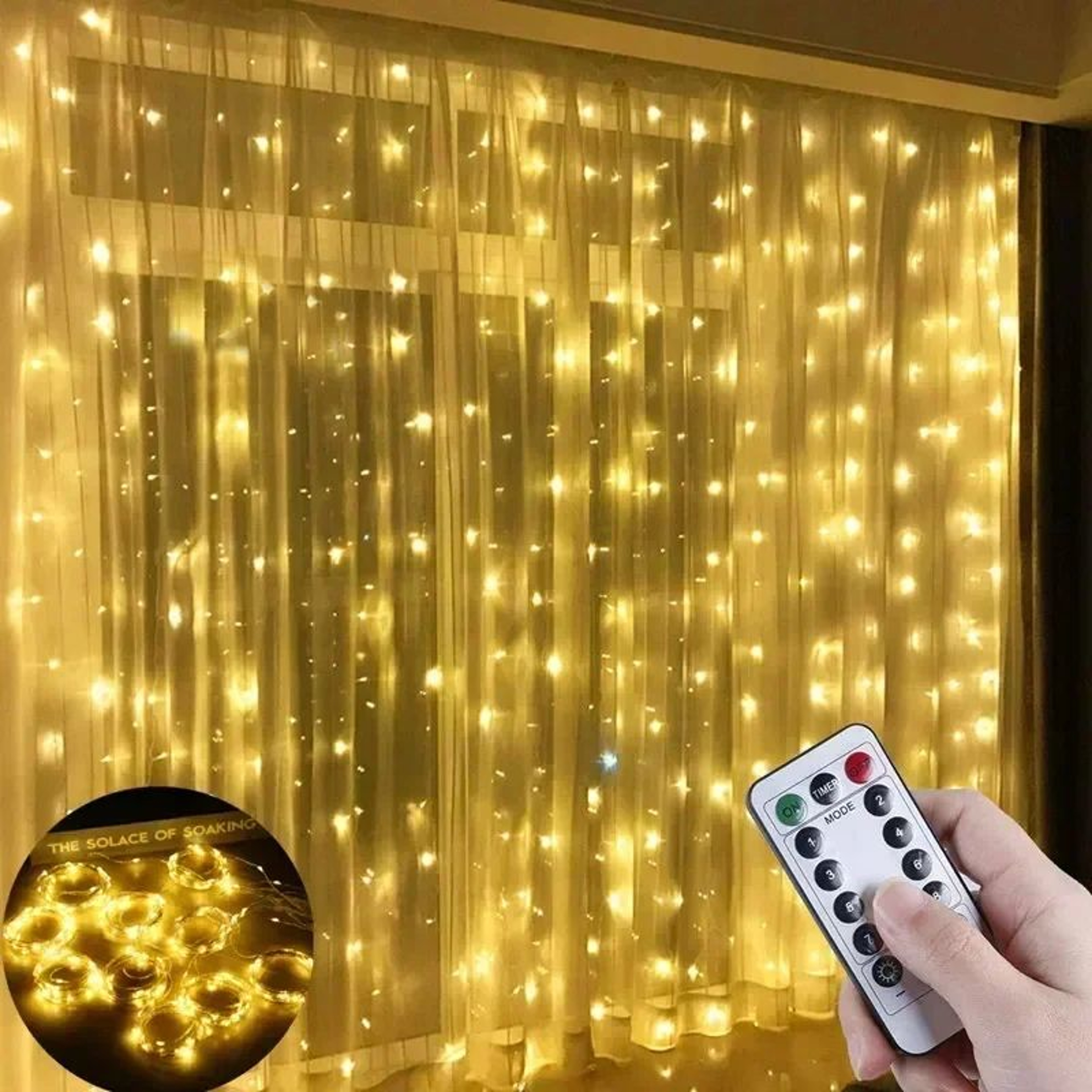 USB LED Window Curtain Fairy Lights With Remote 1