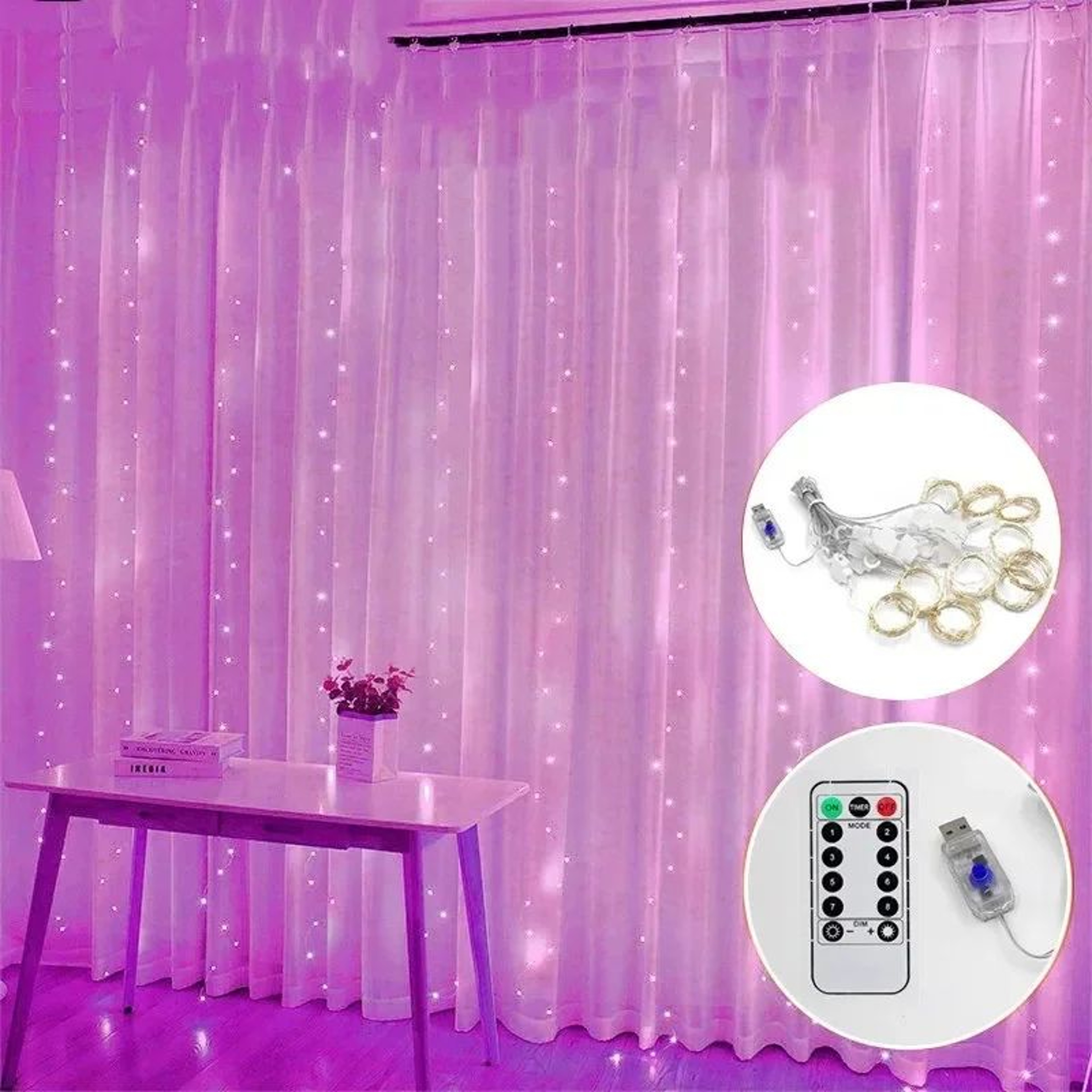 LED Waterfall Curtain Fairy Lights With Remote 12