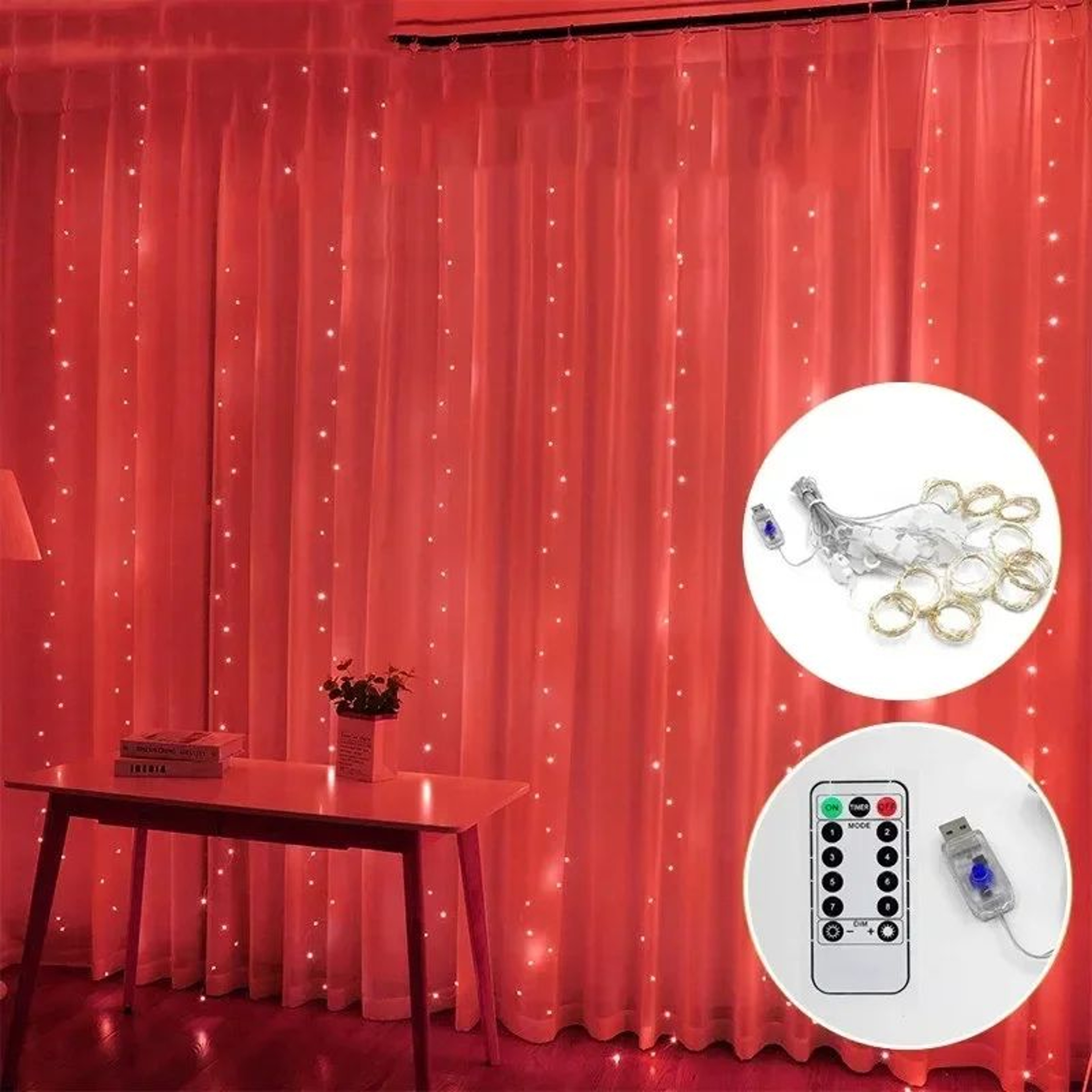 LED Waterfall Curtain Fairy Lights With Remote 10