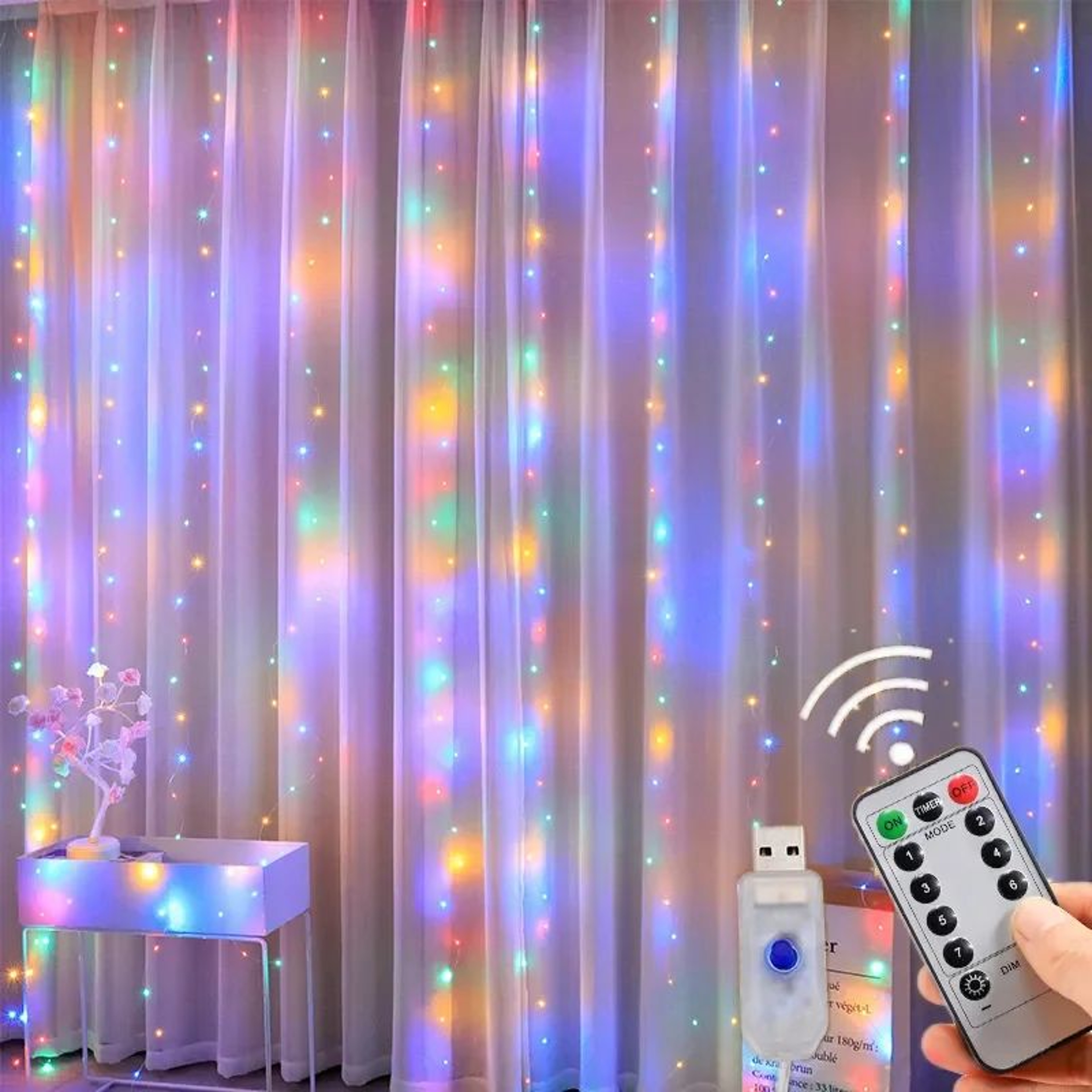 LED Waterfall Curtain Fairy Lights With Remote 11