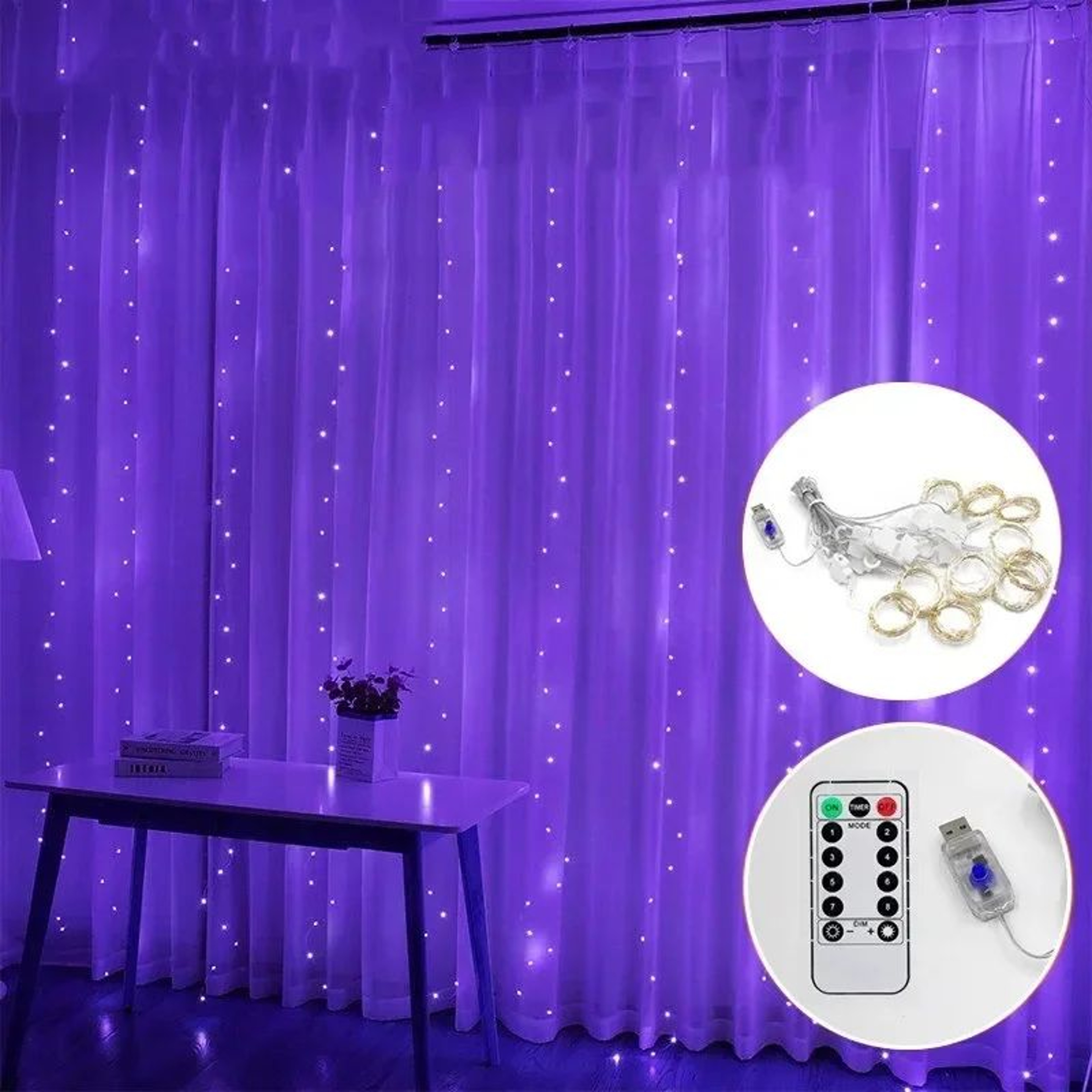 LED Waterfall Curtain Fairy Lights With Remote 13