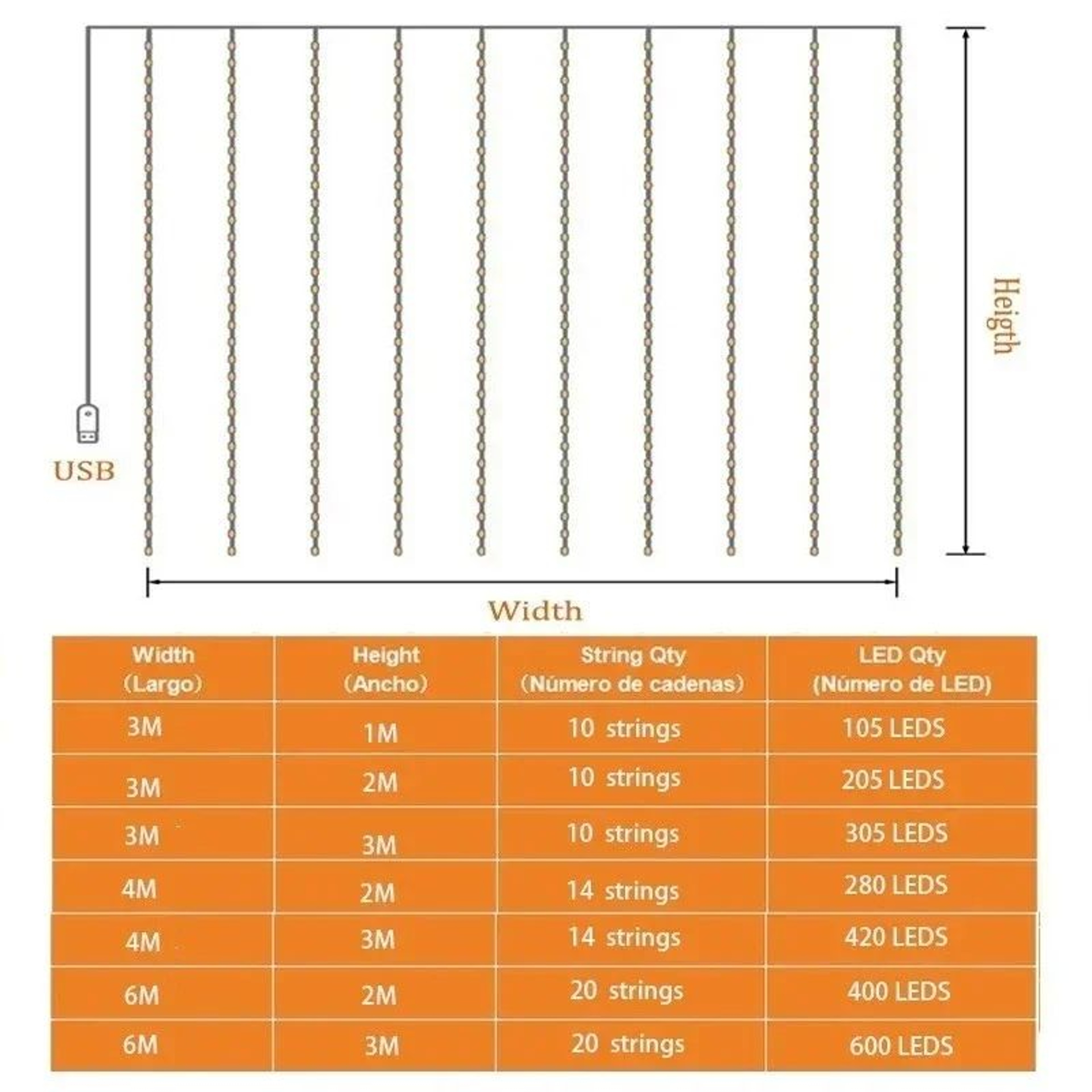 USB LED Window Curtain Garland With Remote 3