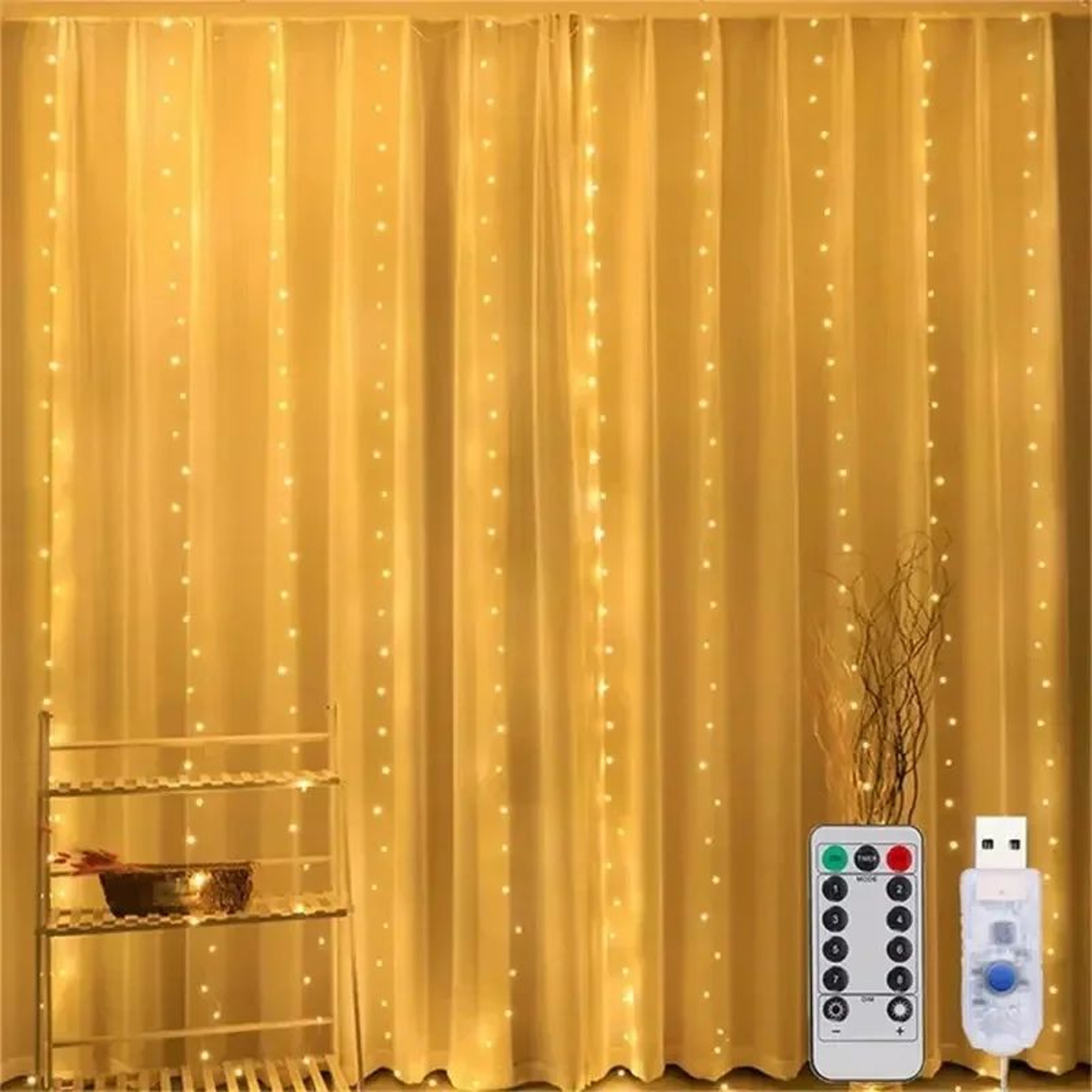 USB LED Window Curtain Christmas Decor With Remote 2