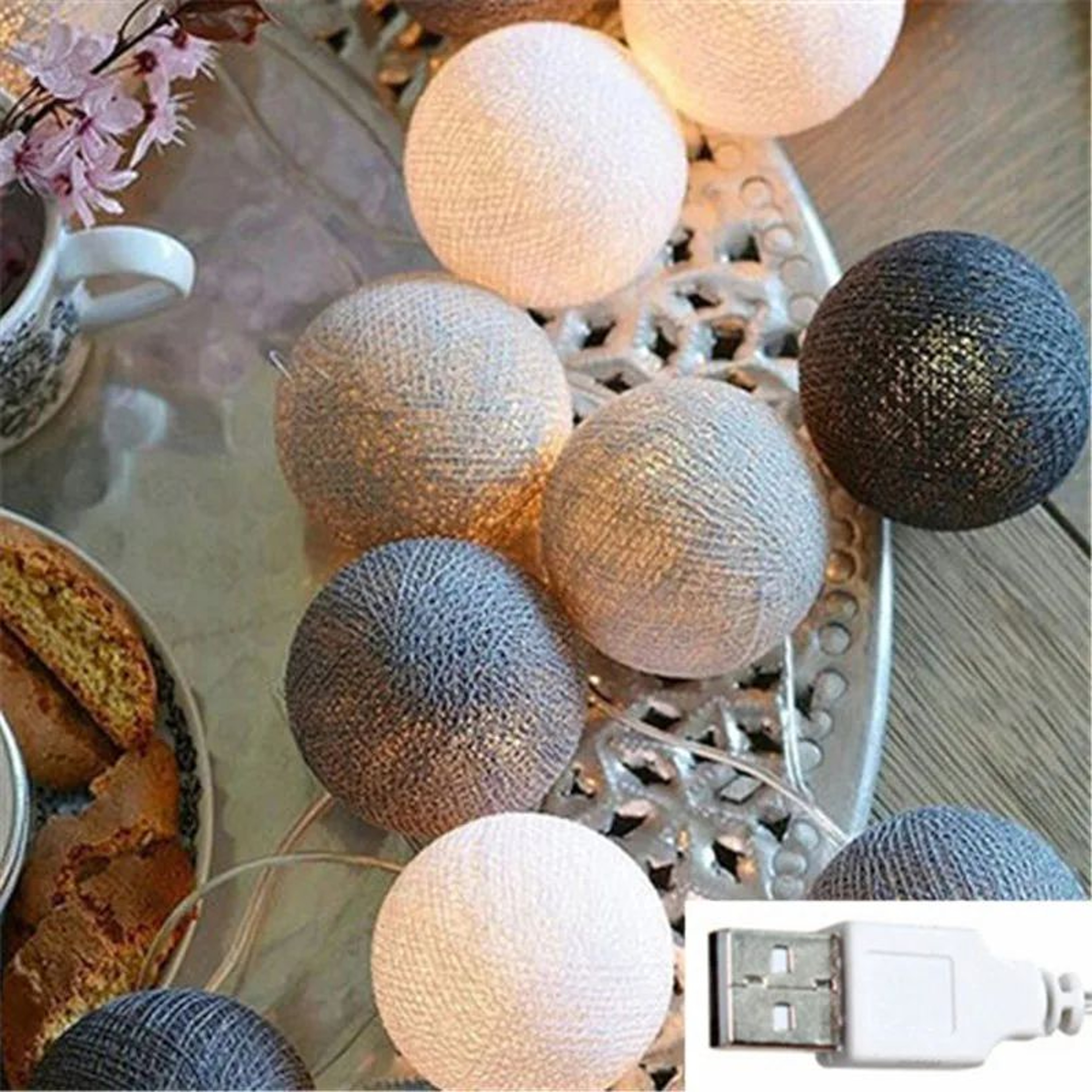 Cotton Ball LED String Lights For Home And Party Decor 13