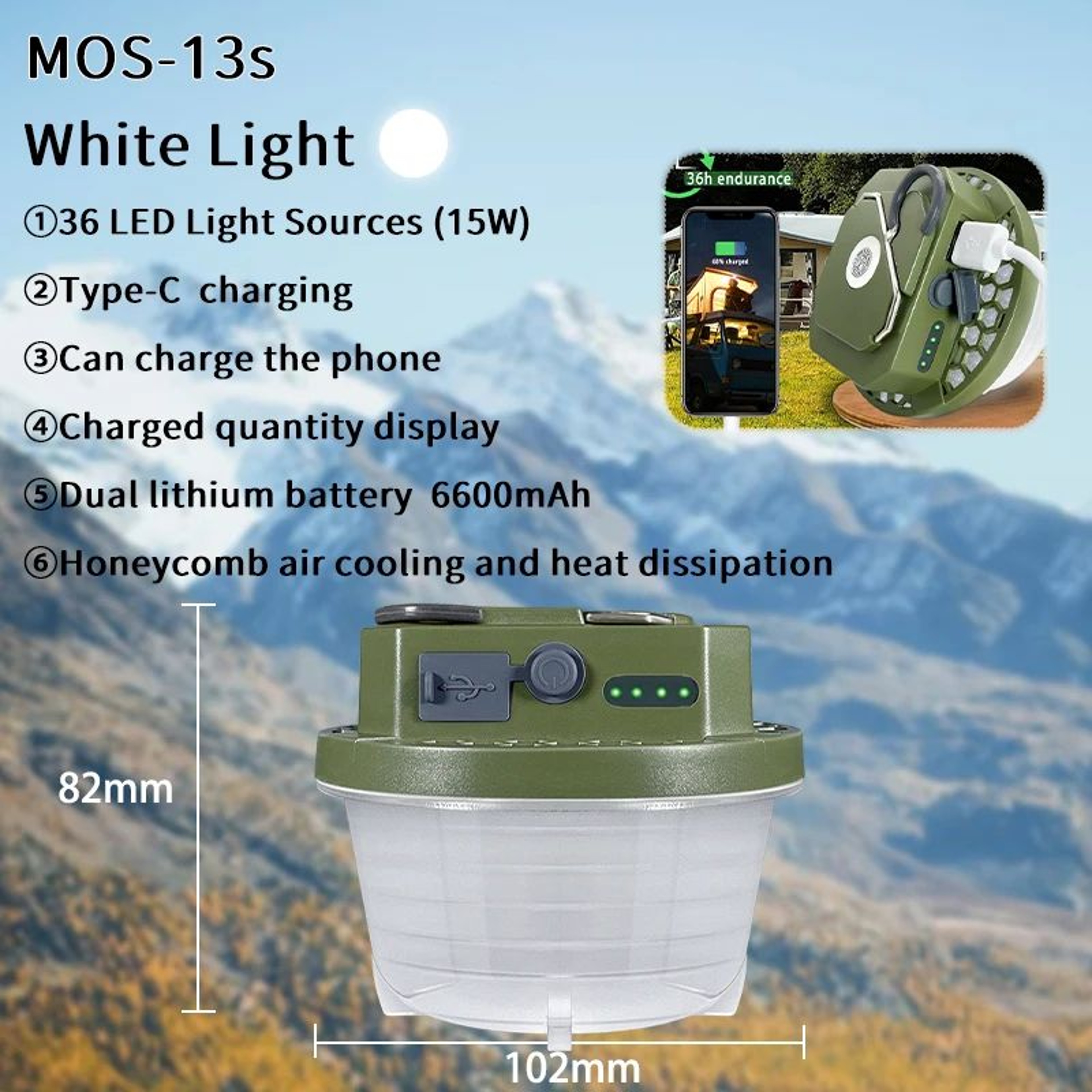 MOSLIGHTING Rechargeable Magnetic LED Camping Light 7