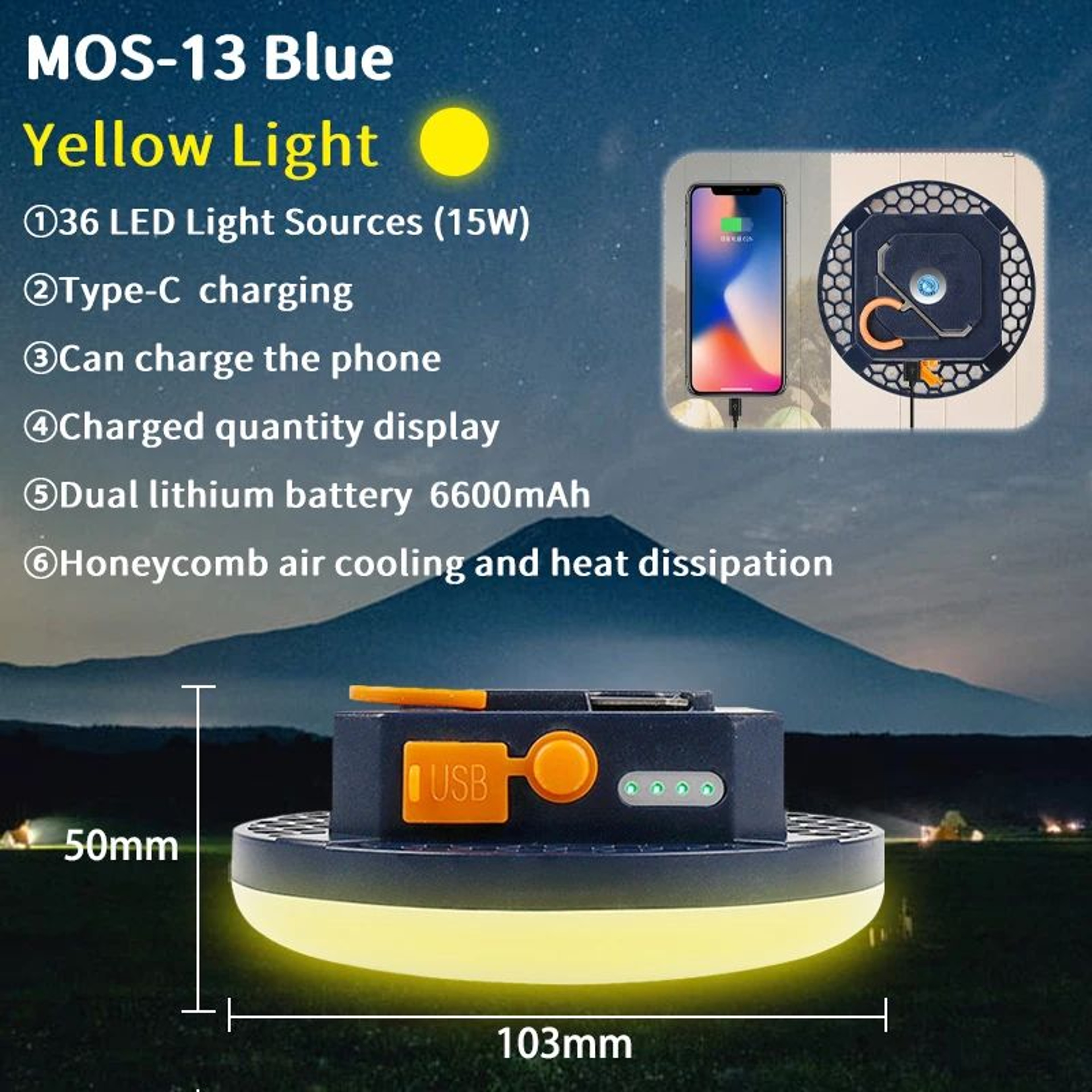 MOSLIGHTING Rechargeable Magnetic LED Camping Light 6
