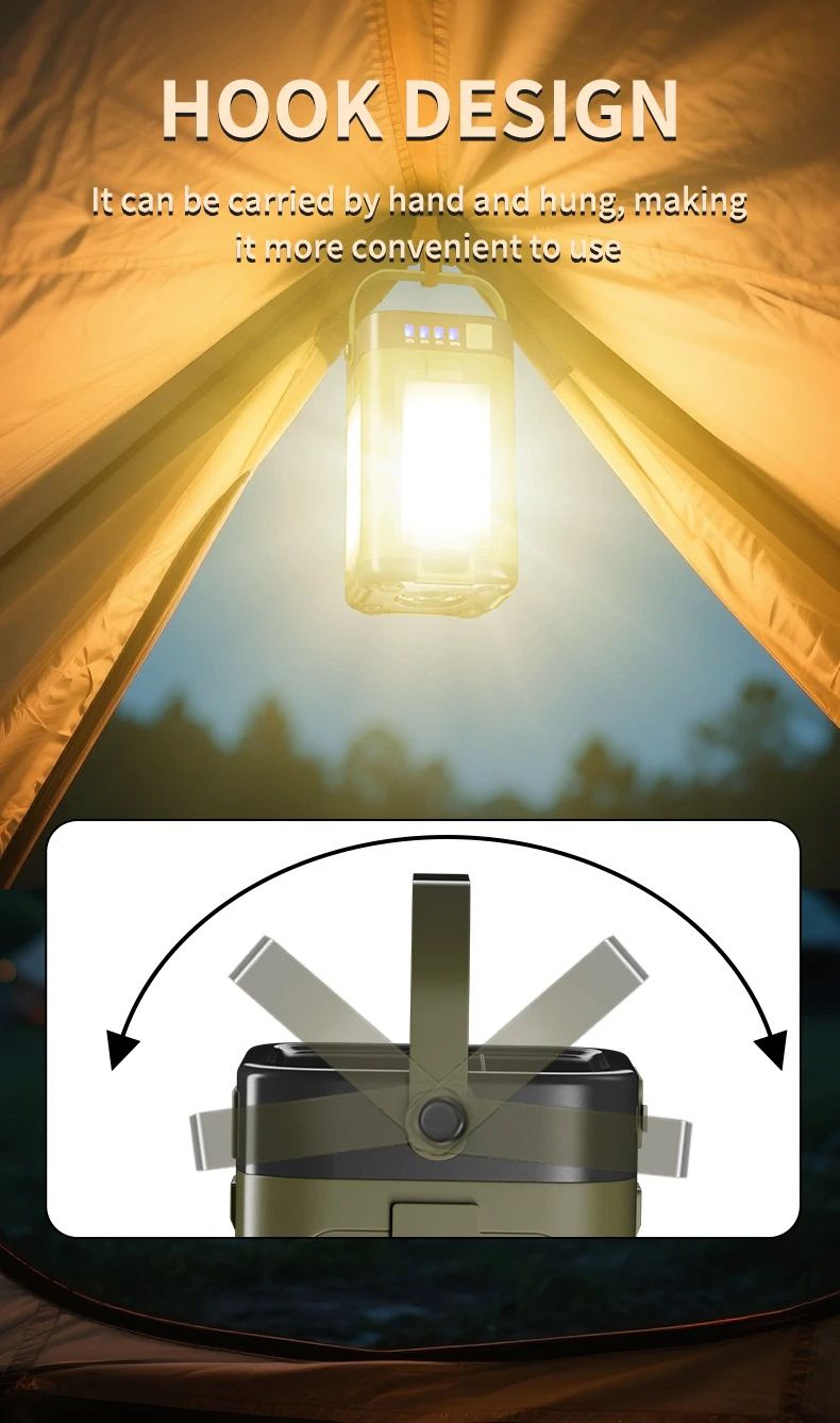 Foldable Solar Rechargeable Camping Light With 2000mAh Power Bank 11