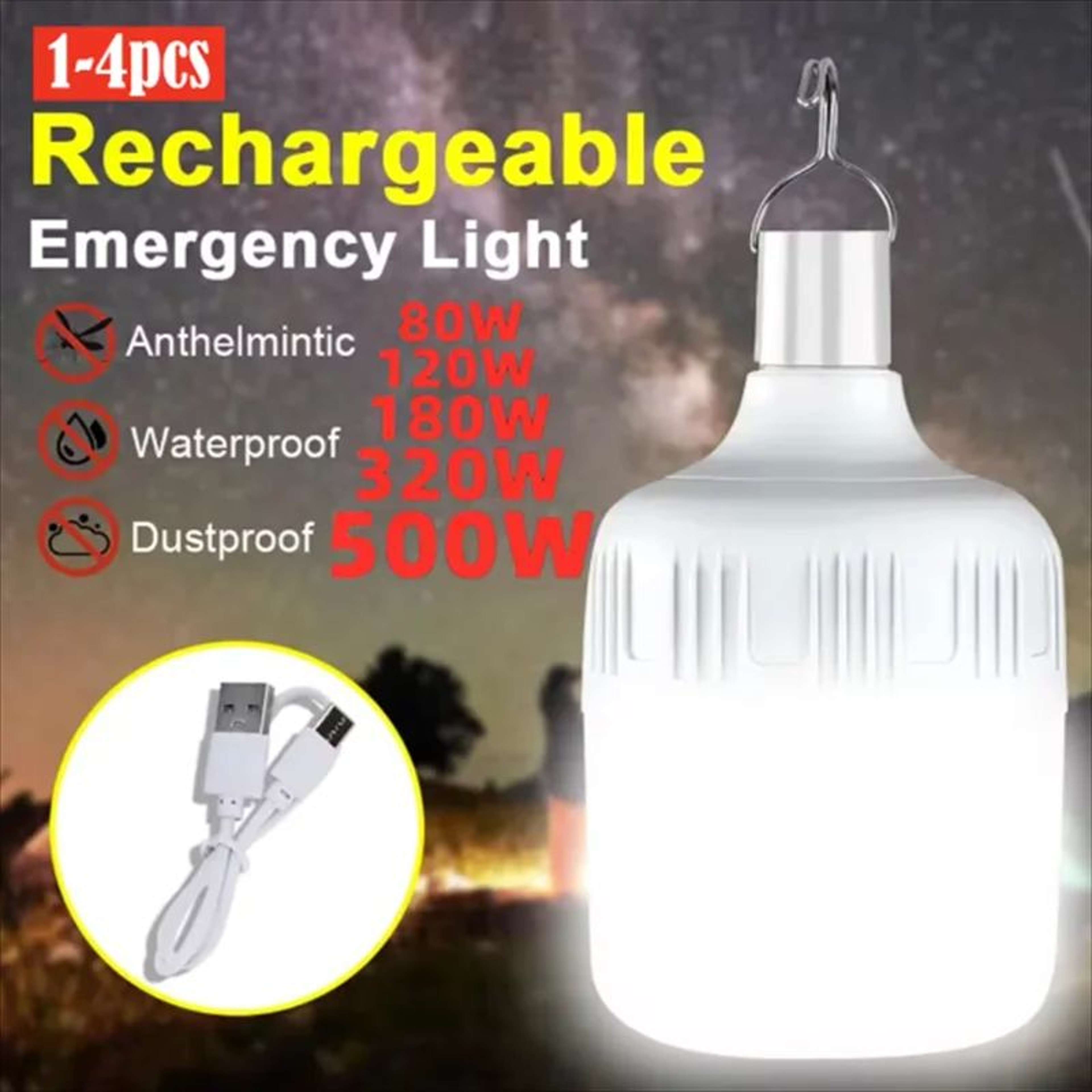 Portable Rechargeable Dimmable LED Camping Lantern With Hook 0