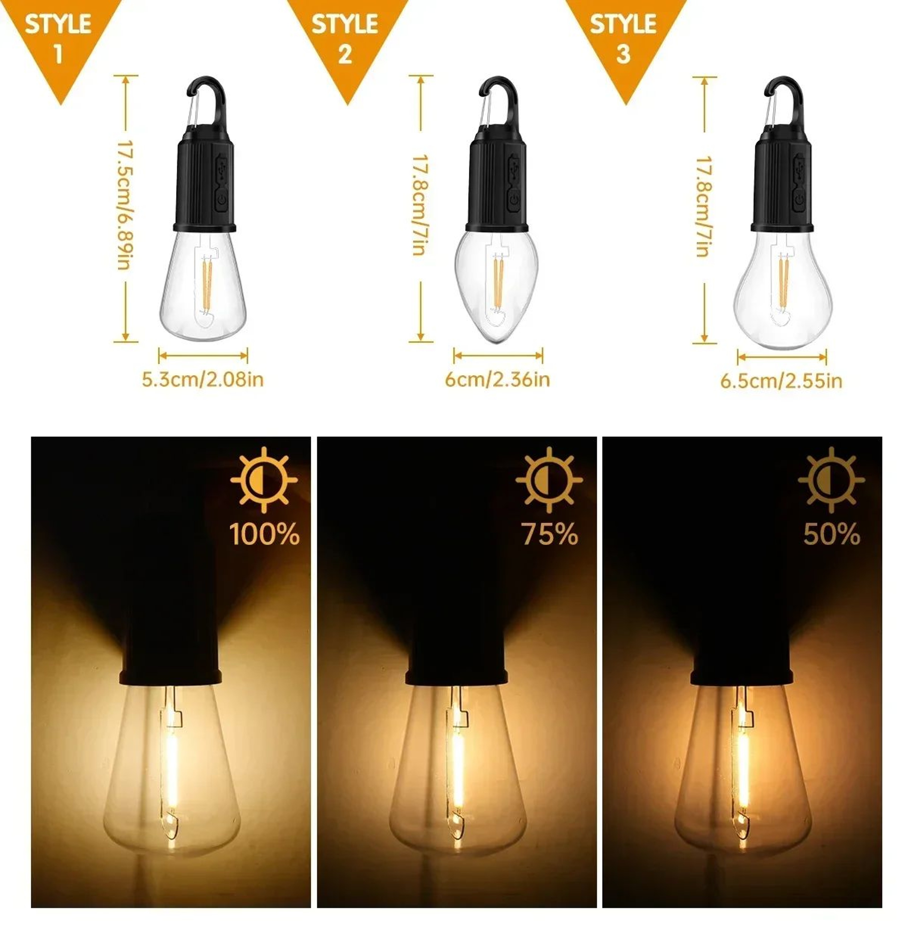 Portable Type C Rechargeable LED Camping Lantern With Hook 1