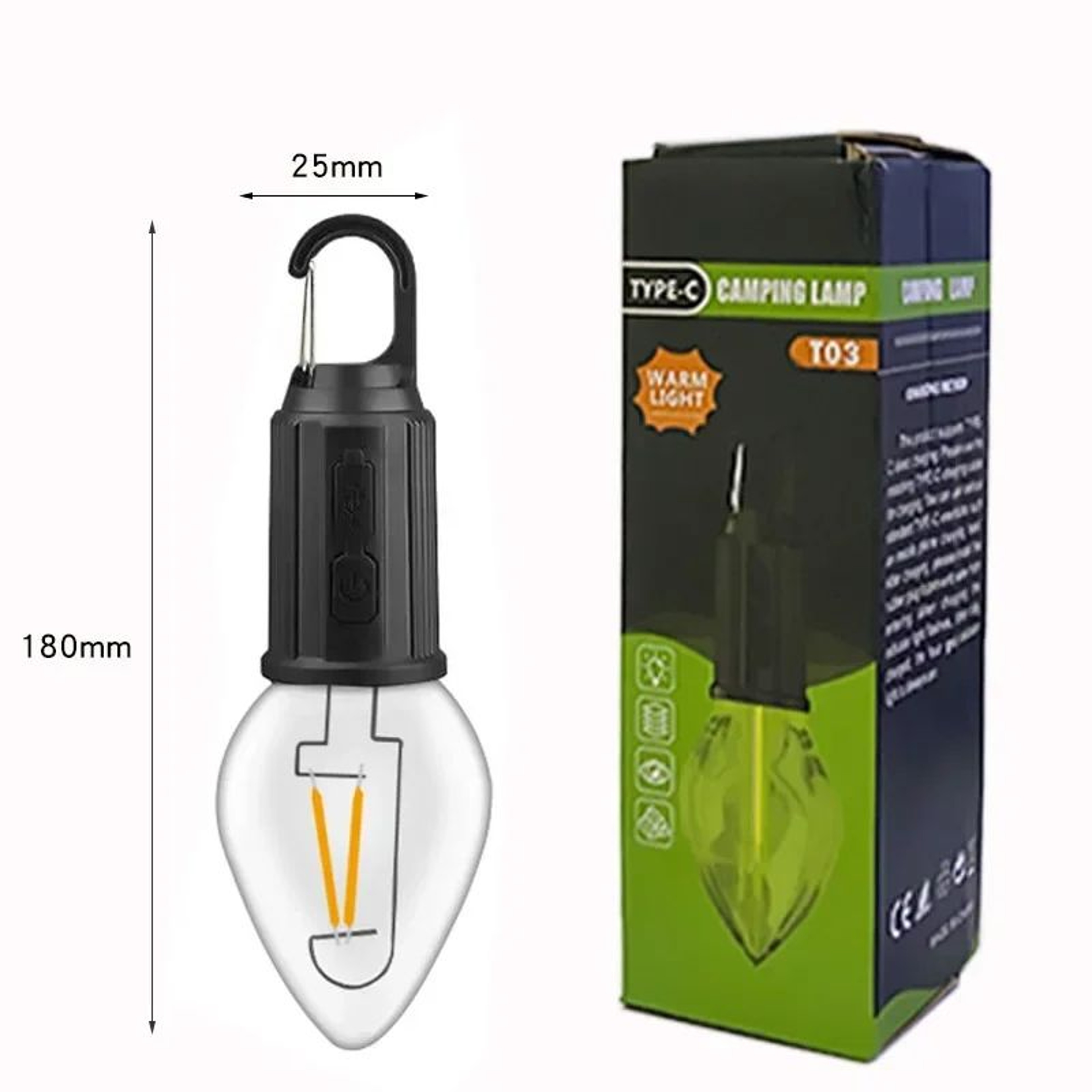 Portable Type C Rechargeable LED Camping Lantern With Hook 7