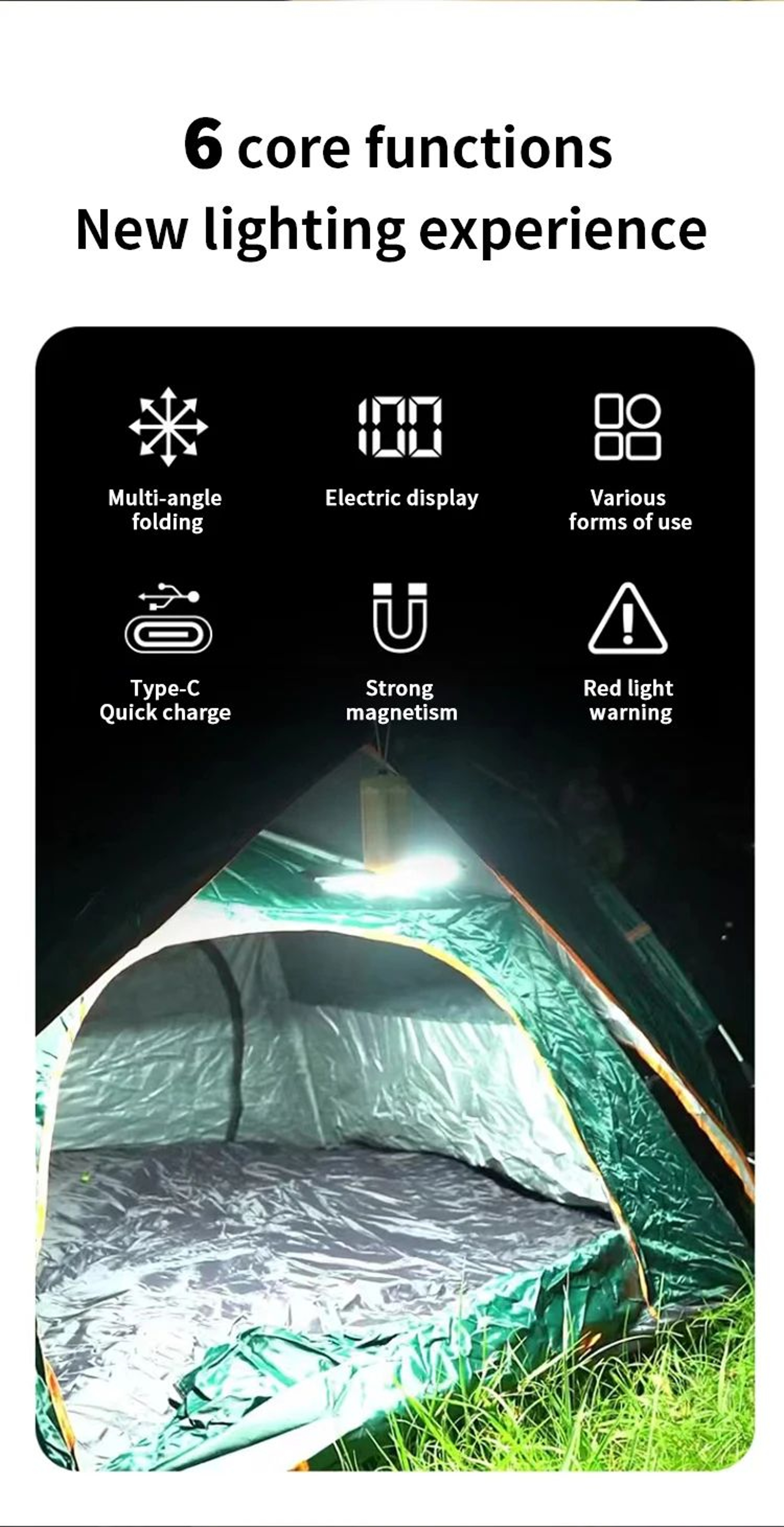 Foldable Rechargeable Camping Lantern With Battery Display 6