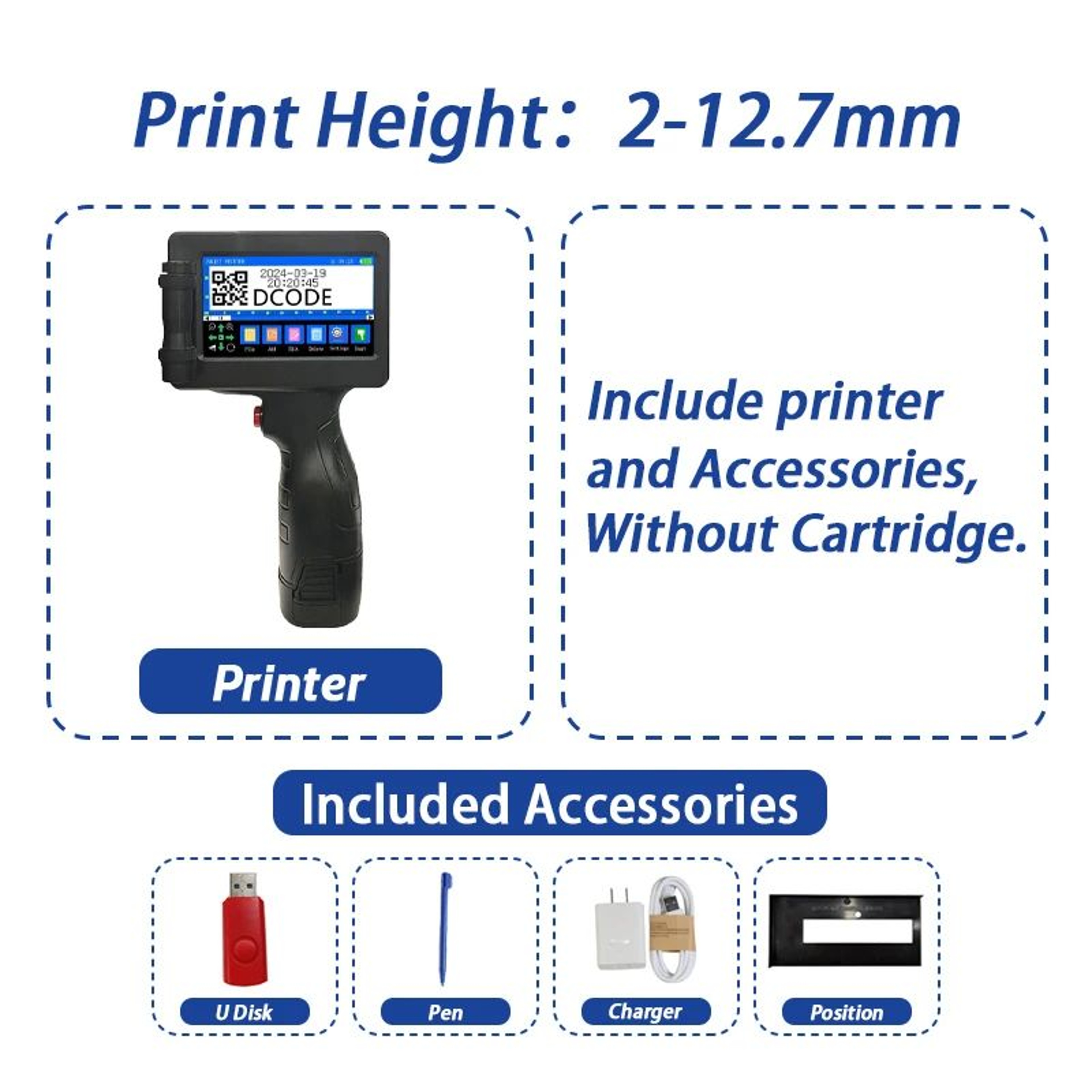 DCODE 1755PLUS Handheld Inkjet Printer For Dates Logos And Barcodes 6