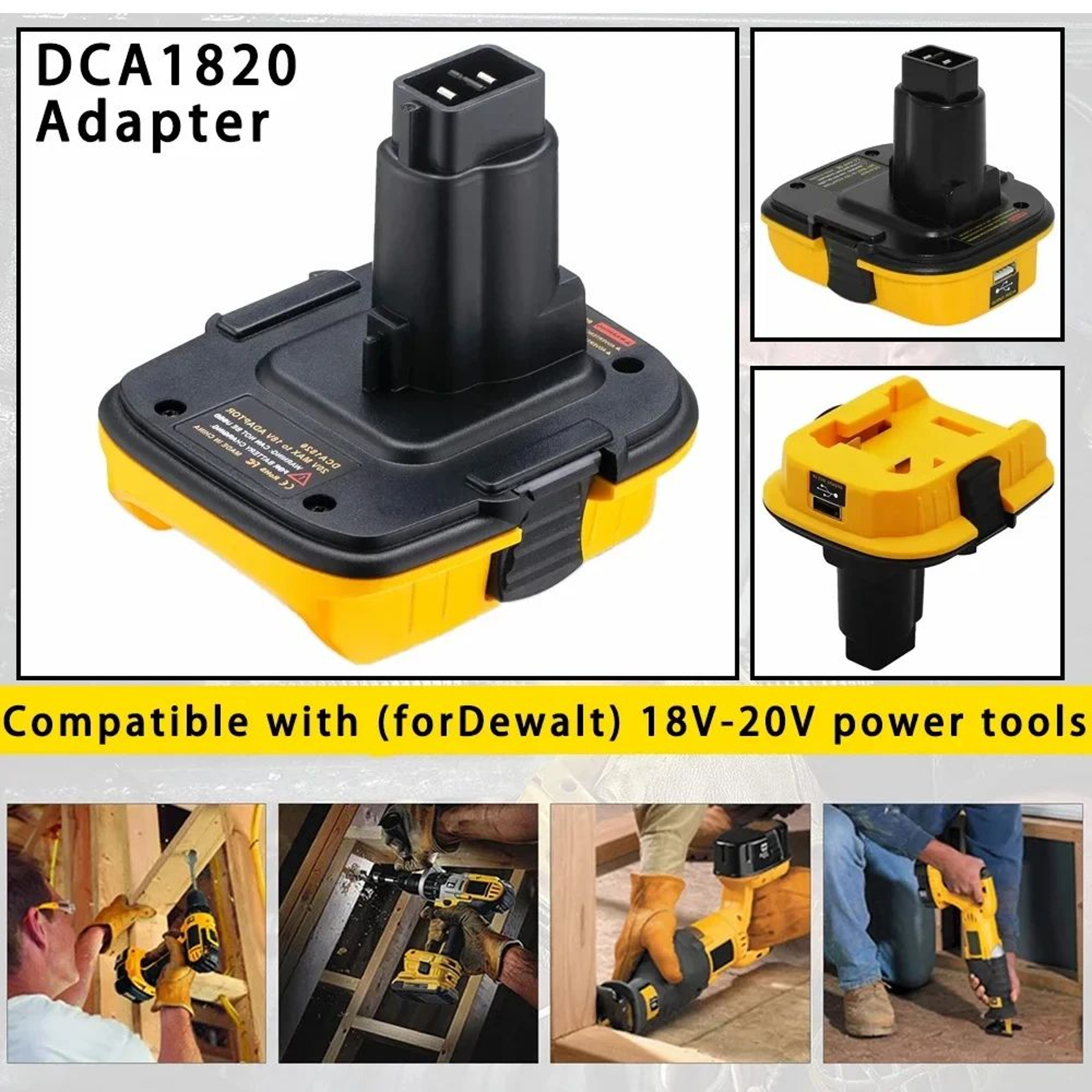 DCA1820 Battery Adapter With USB Output For Dewalt 18V Tools 0