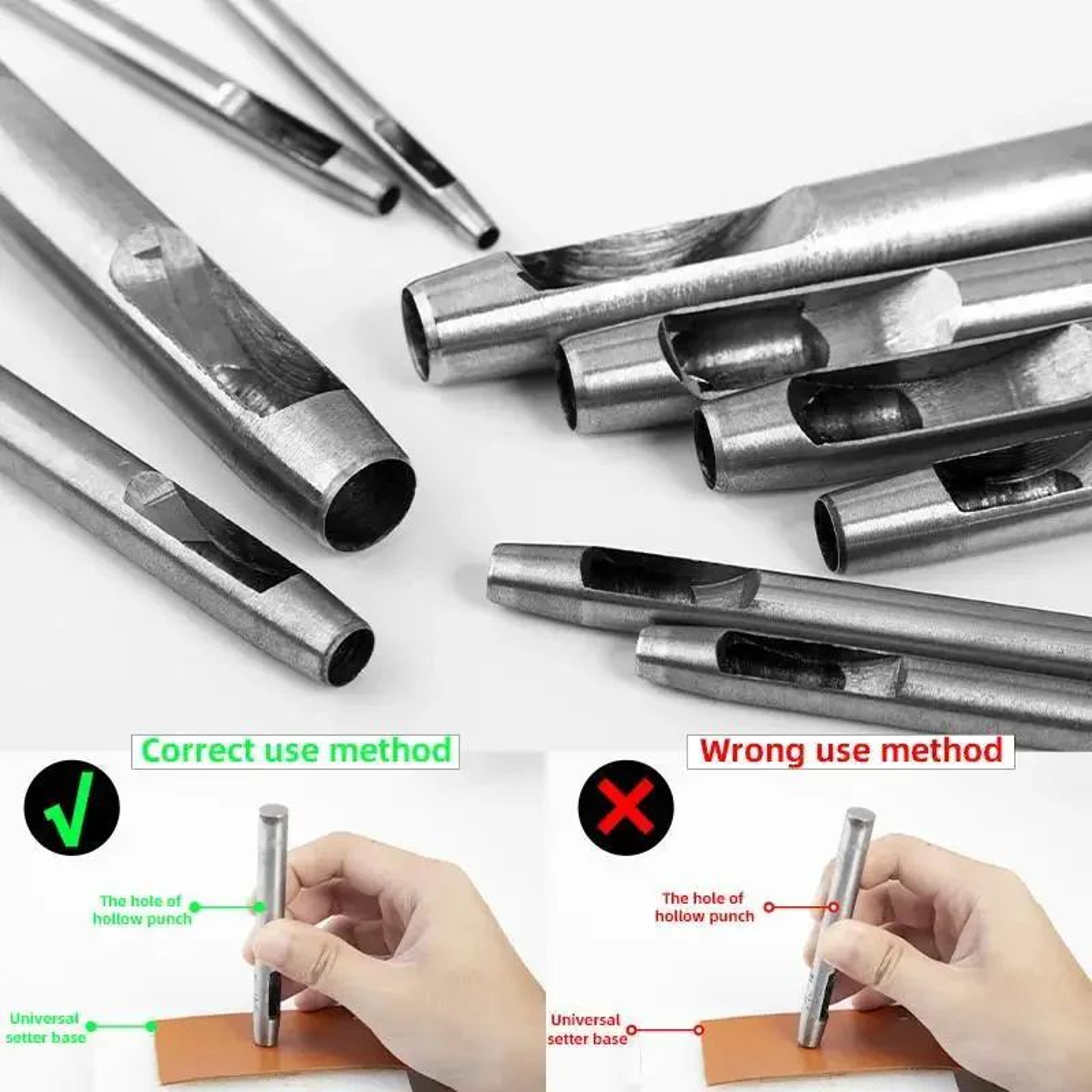 10 Piece Steel Hollow Round Hole Punch Set For Leather Belts And Crafts 4