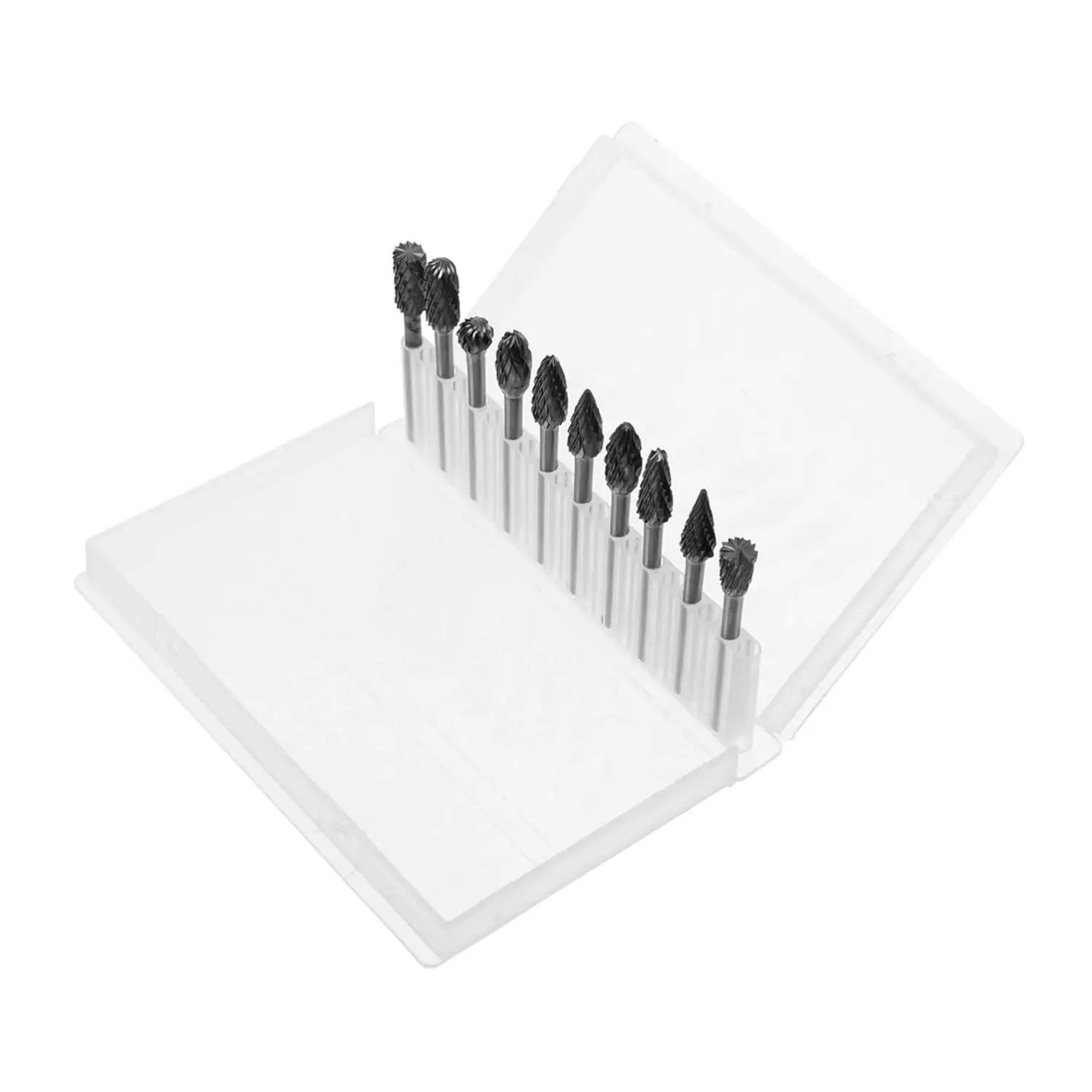 10 Piece Carbide Rotary Burr Set With 3mm Shank For Grinding And Shaping 10