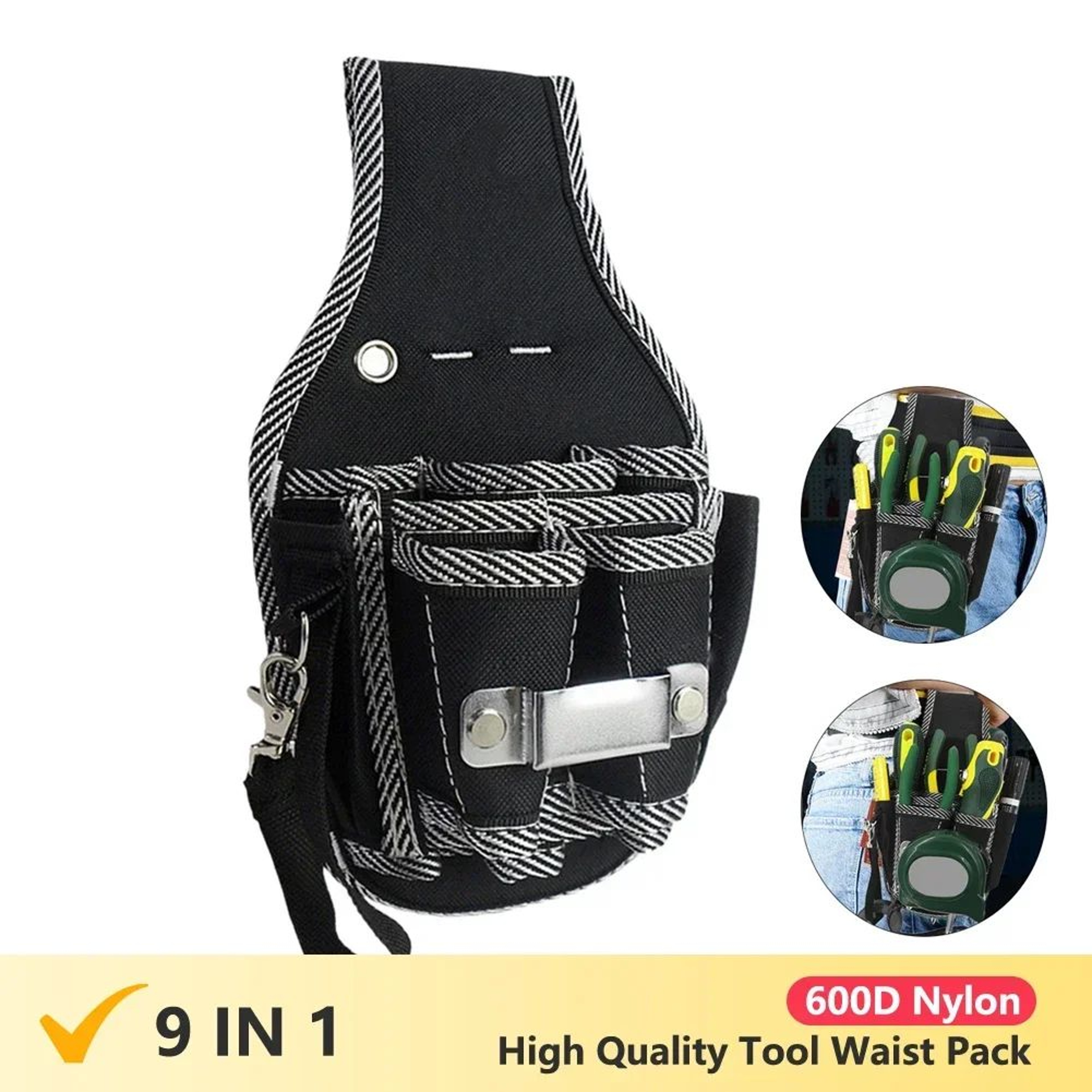 9 In 1 Electrician Tool Waist Bag With 600D Nylon Fabric 3