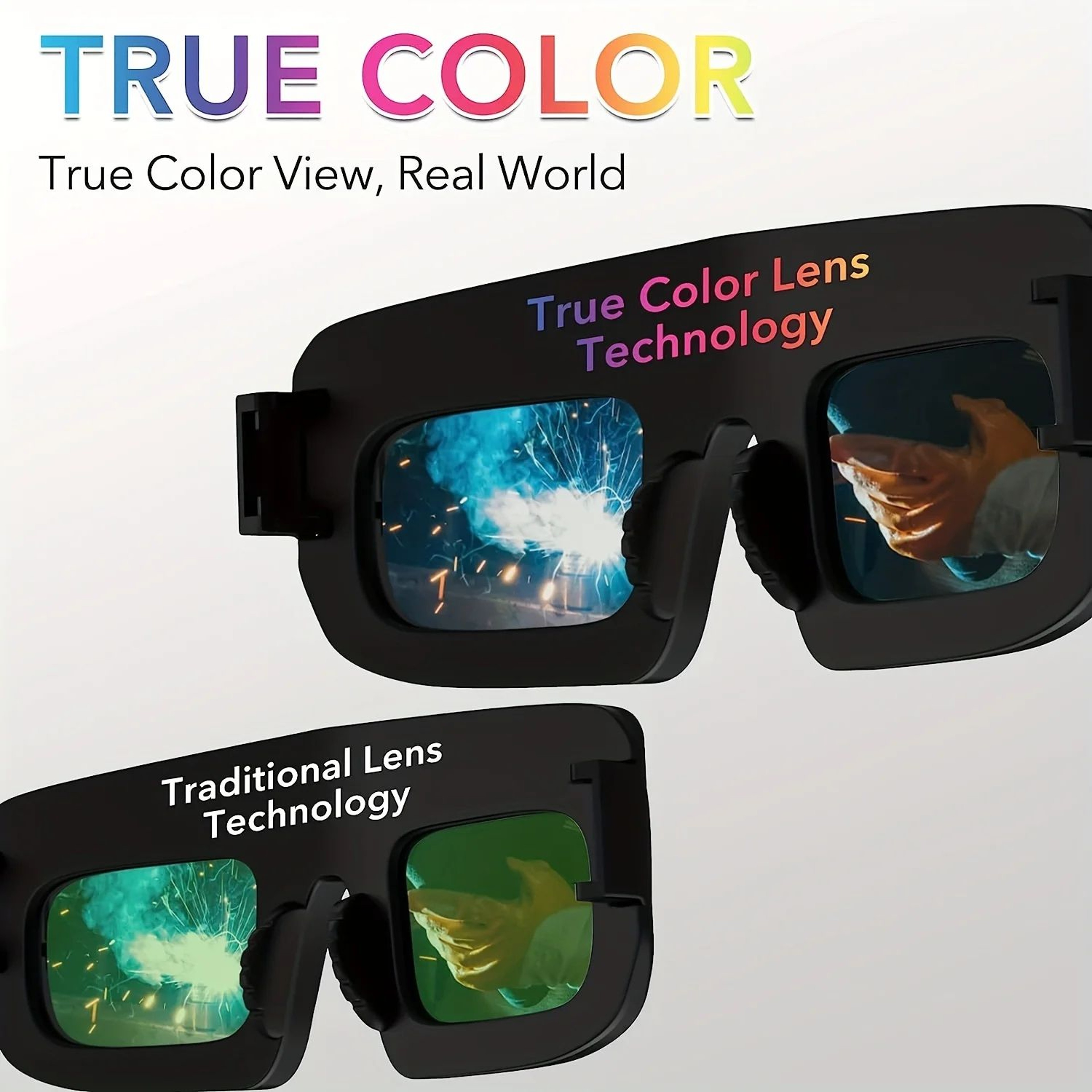 Solar Powered Auto Darkening Welding Glasses With 5 Protective Films 2
