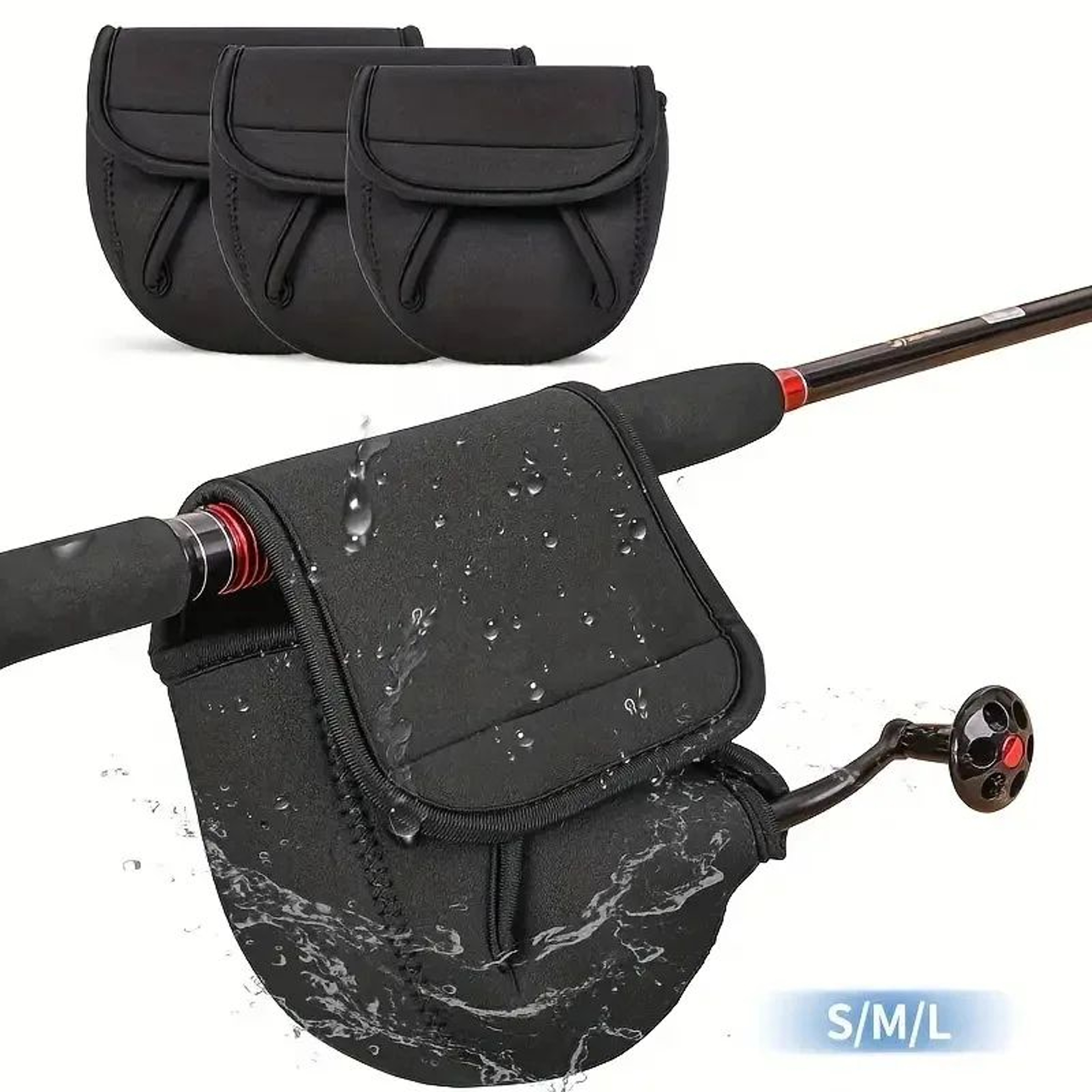 Small Black Baitcasting Fishing Reel Protective Storage Pouch 0